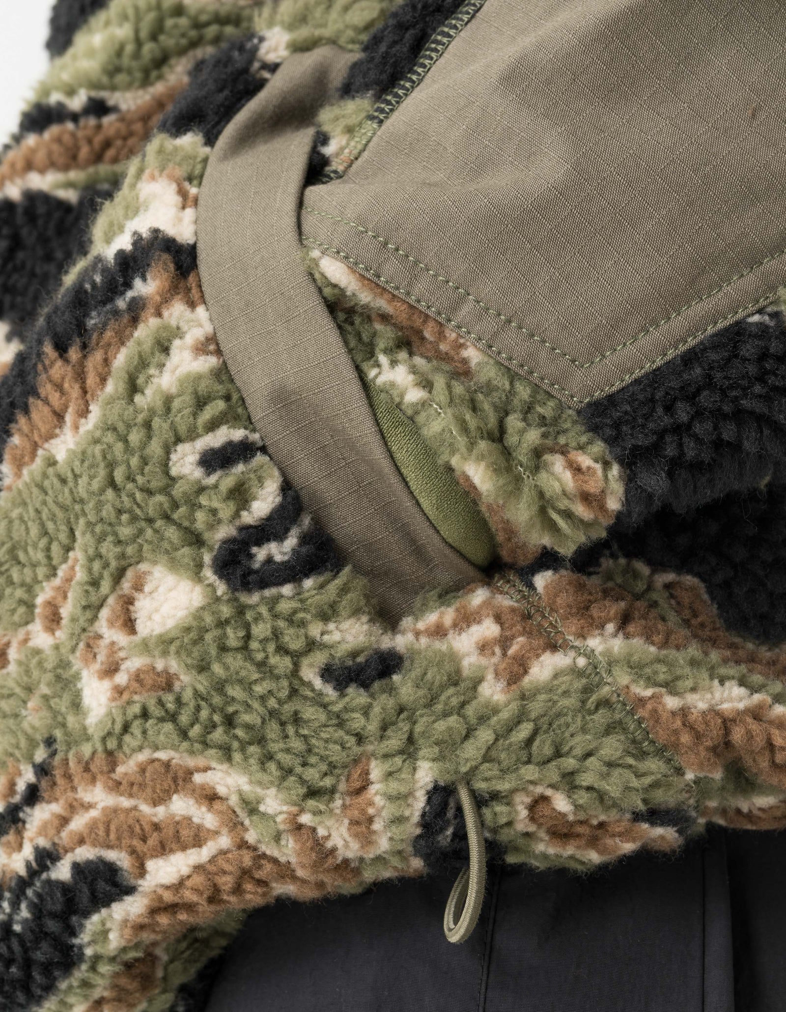 7275 Camo Asym Sherpa Fleece Jacket Mint Gold