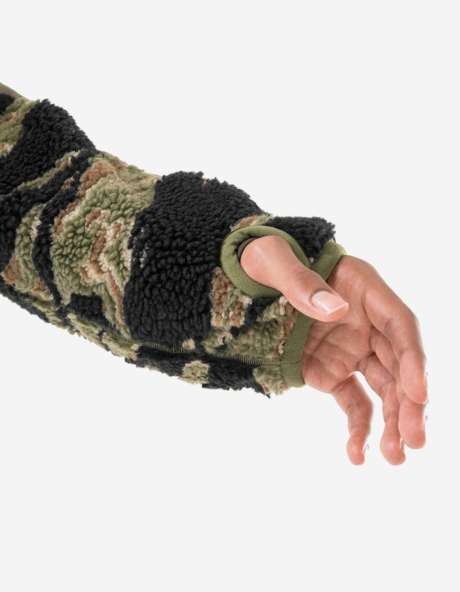 7275 Camo Asym Sherpa Fleece Jacket Mint Gold