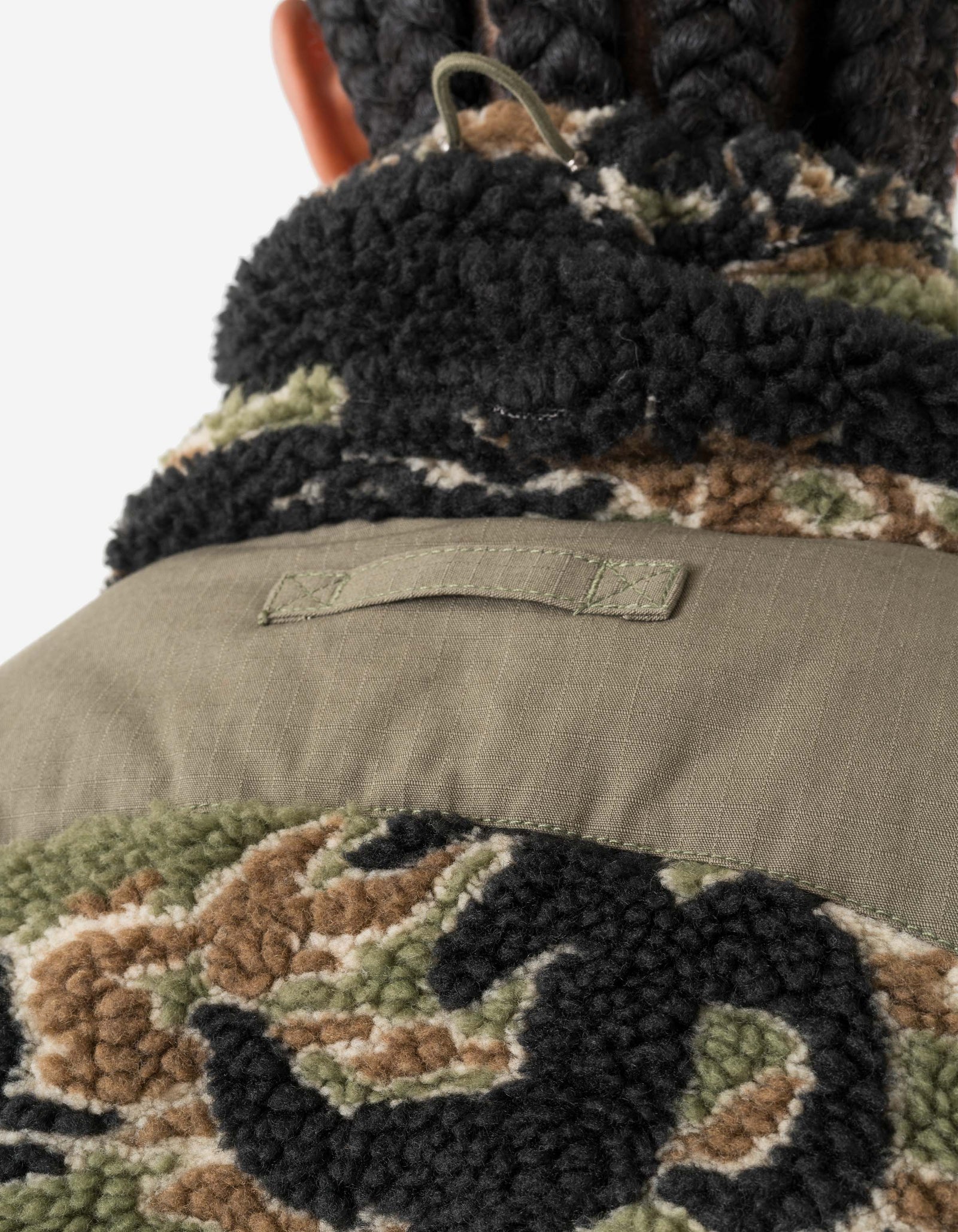 7275 Camo Asym Sherpa Fleece Jacket Mint Gold