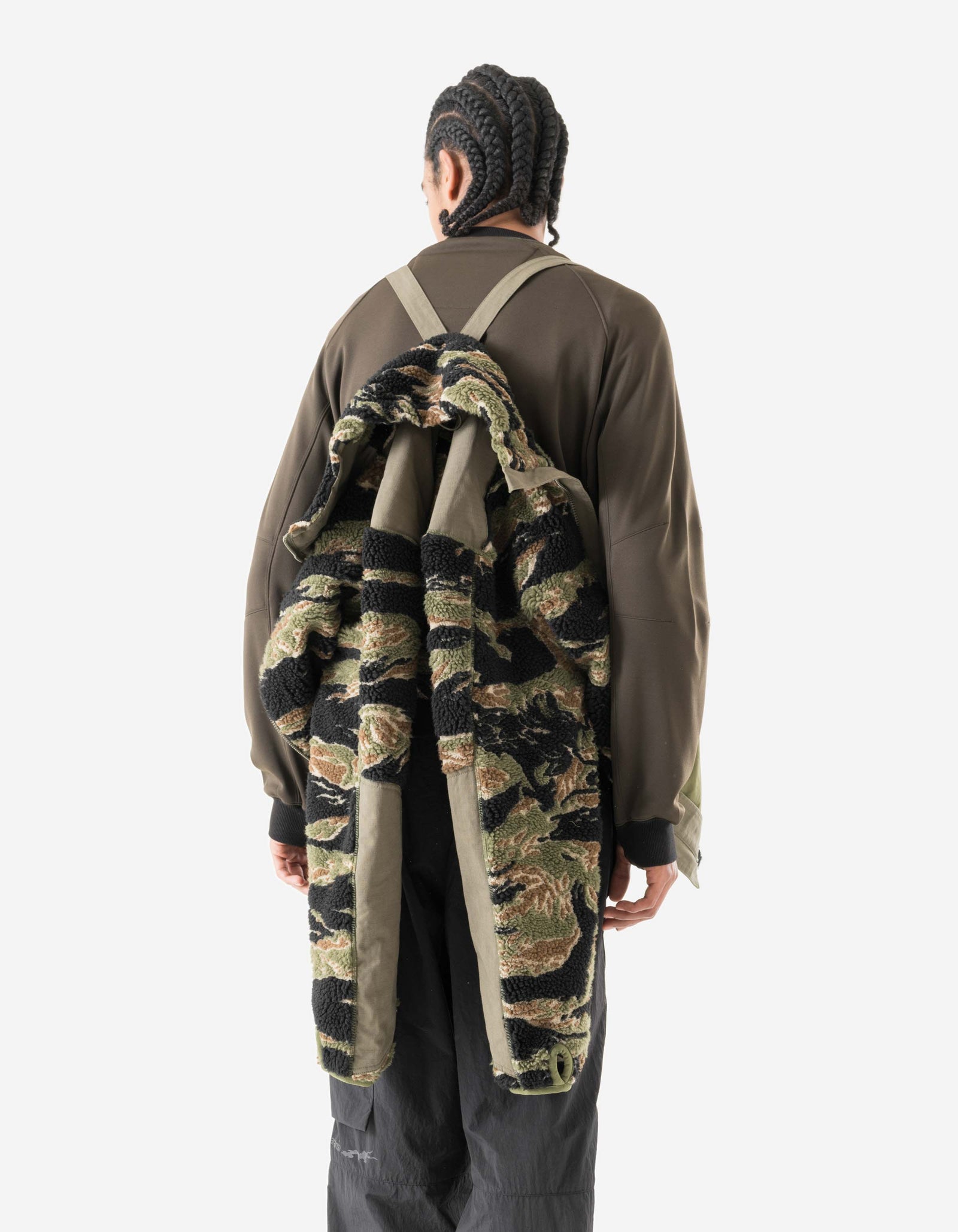 7275 Camo Asym Sherpa Fleece Jacket Mint Gold