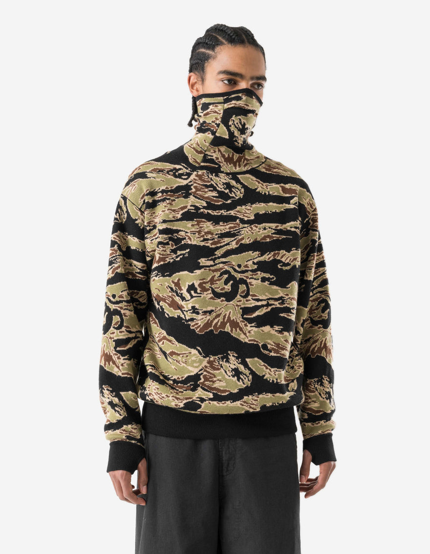 7286 Camo Half Balaclava Knit Woodland