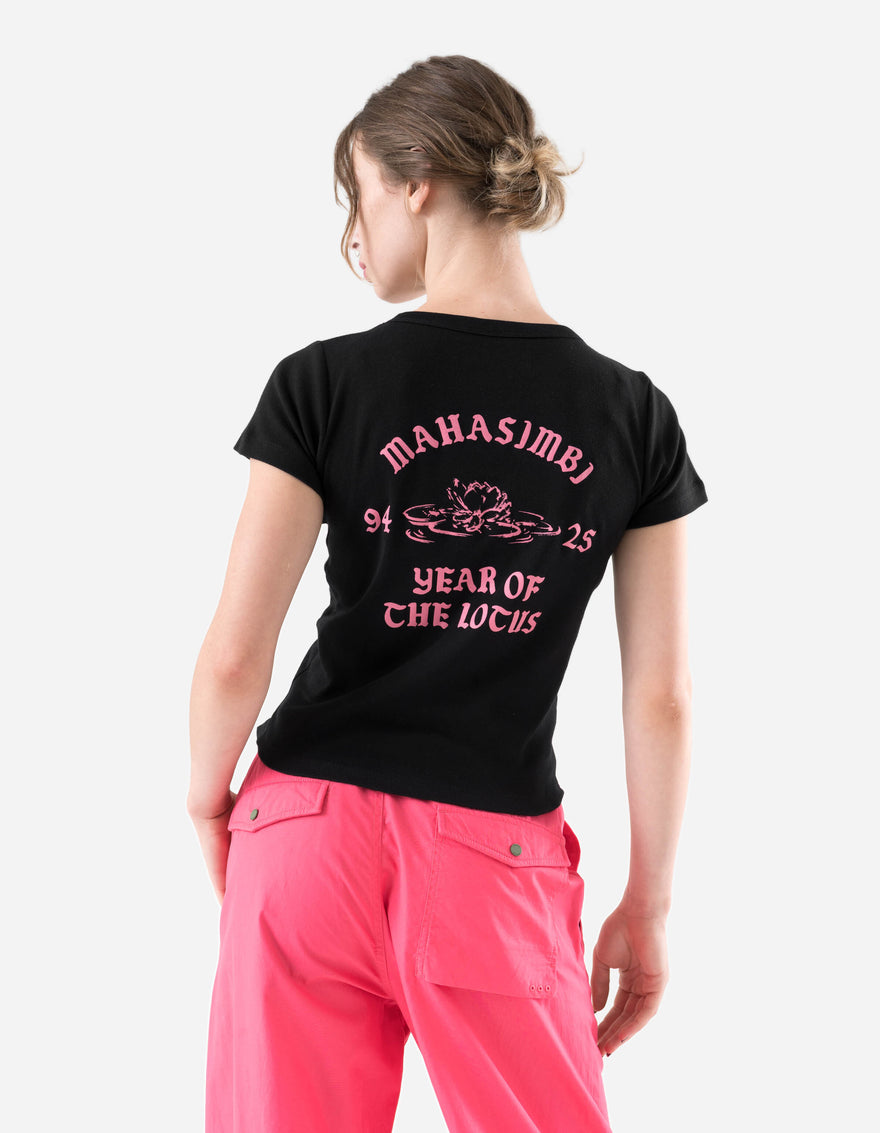 7389 MAHASIMBI Lotus Women's Fitted T-Shirt Black