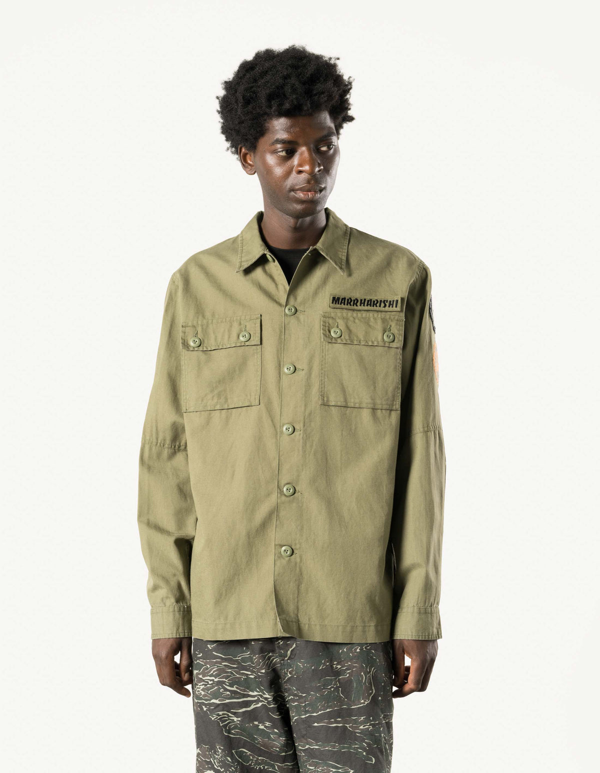 7599 Marrharishi Utility Shirt Olive OG-107F