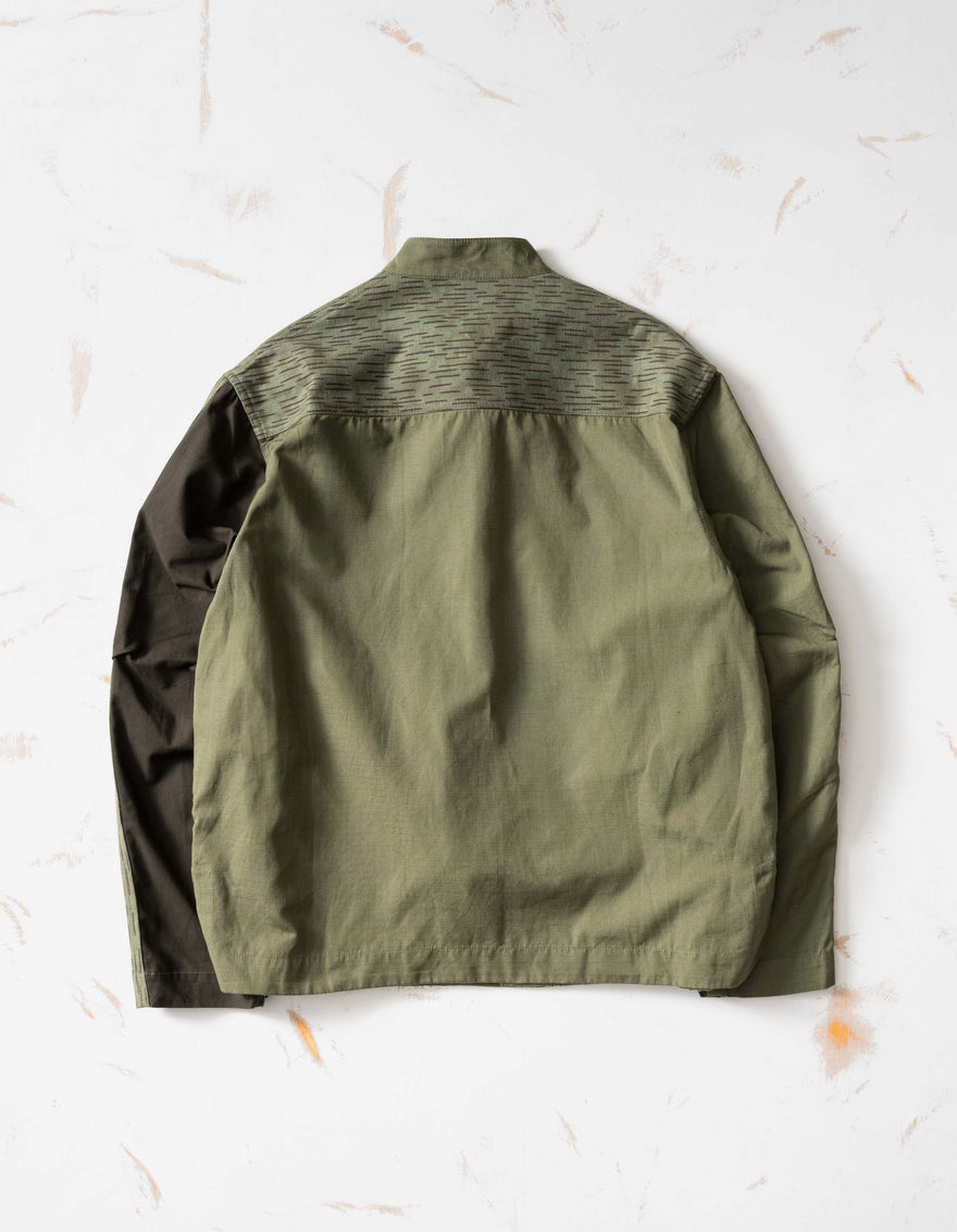 6084 Upcycled Monk Shirt Olive