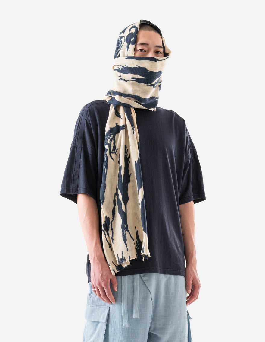 7331 Bonsai Tigerstripe Pashmina Navy/Ecru