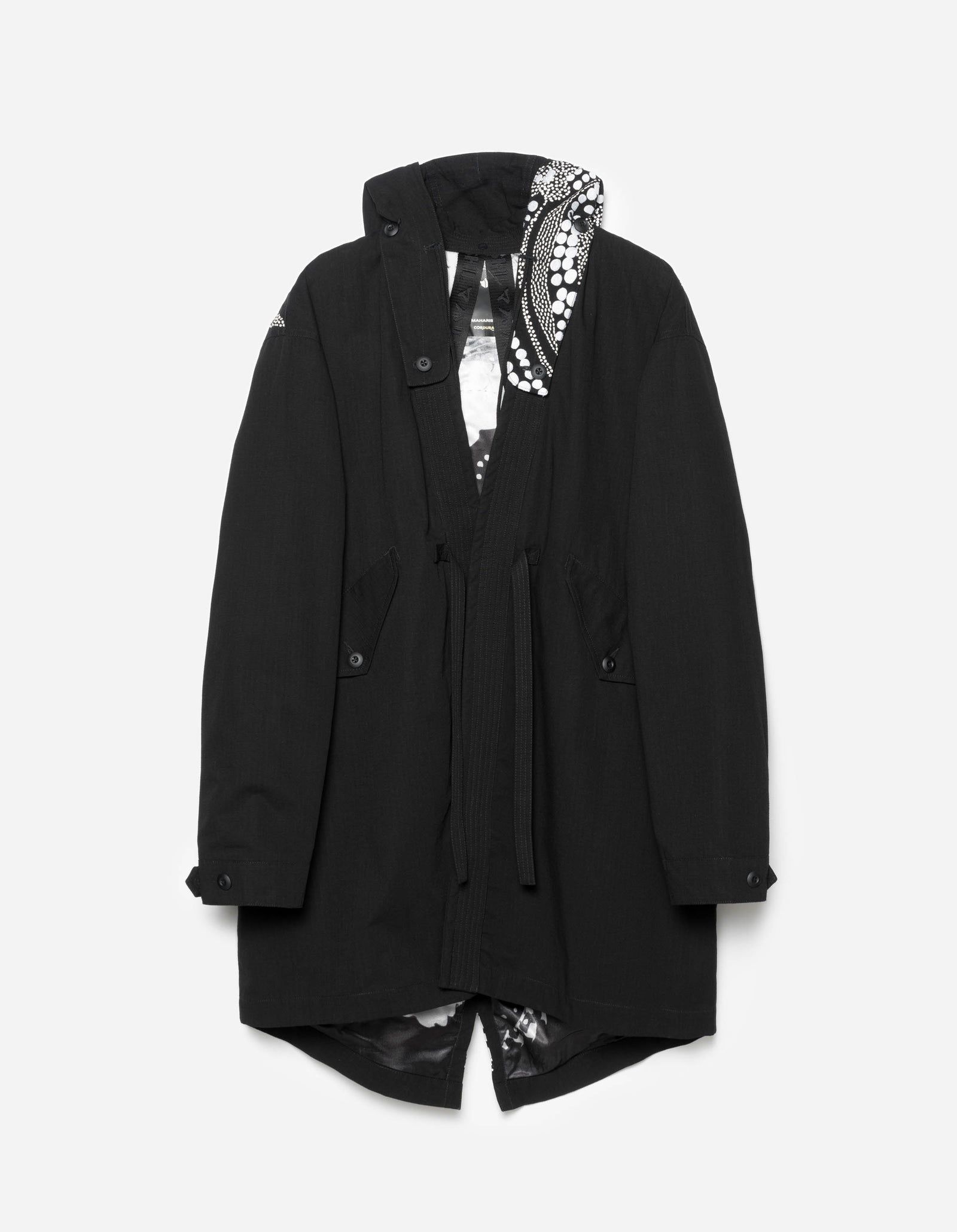 6123 Fubuki Dragon Embroidered Kimono Parka Black