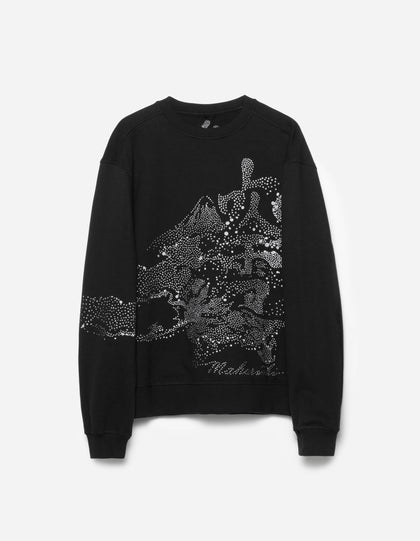 6128 Fubuki Dragon Embroidered Crew Sweat Black
