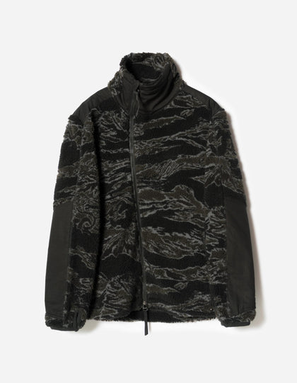 7275 Camo Asym Sherpa Fleece Jacket Subdued Night