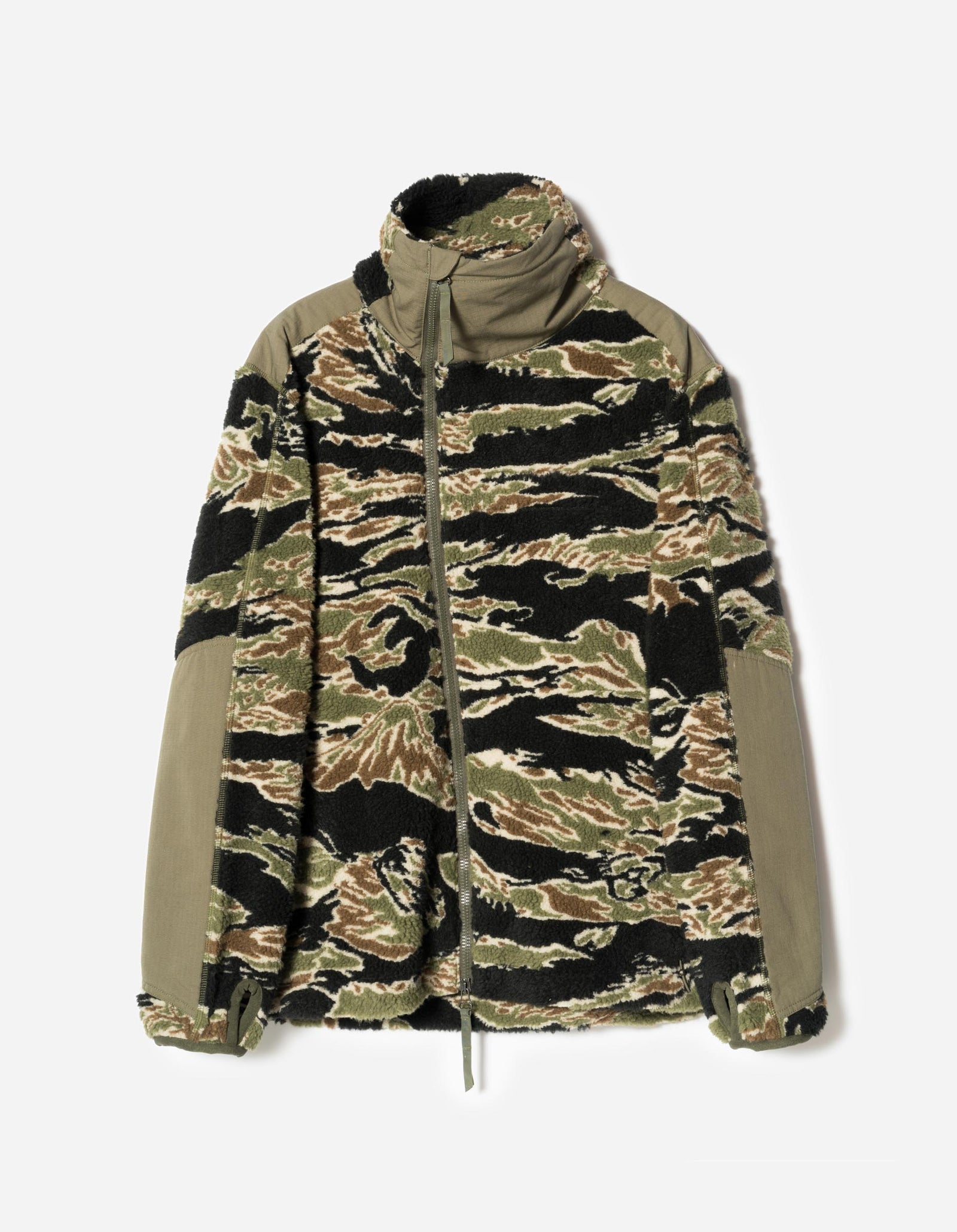 7275 Camo Asym Sherpa Fleece Jacket Mint Gold