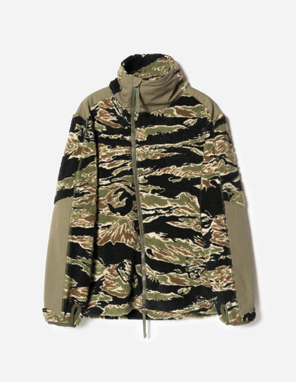7275 Camo Asym Sherpa Fleece Jacket Mint Gold