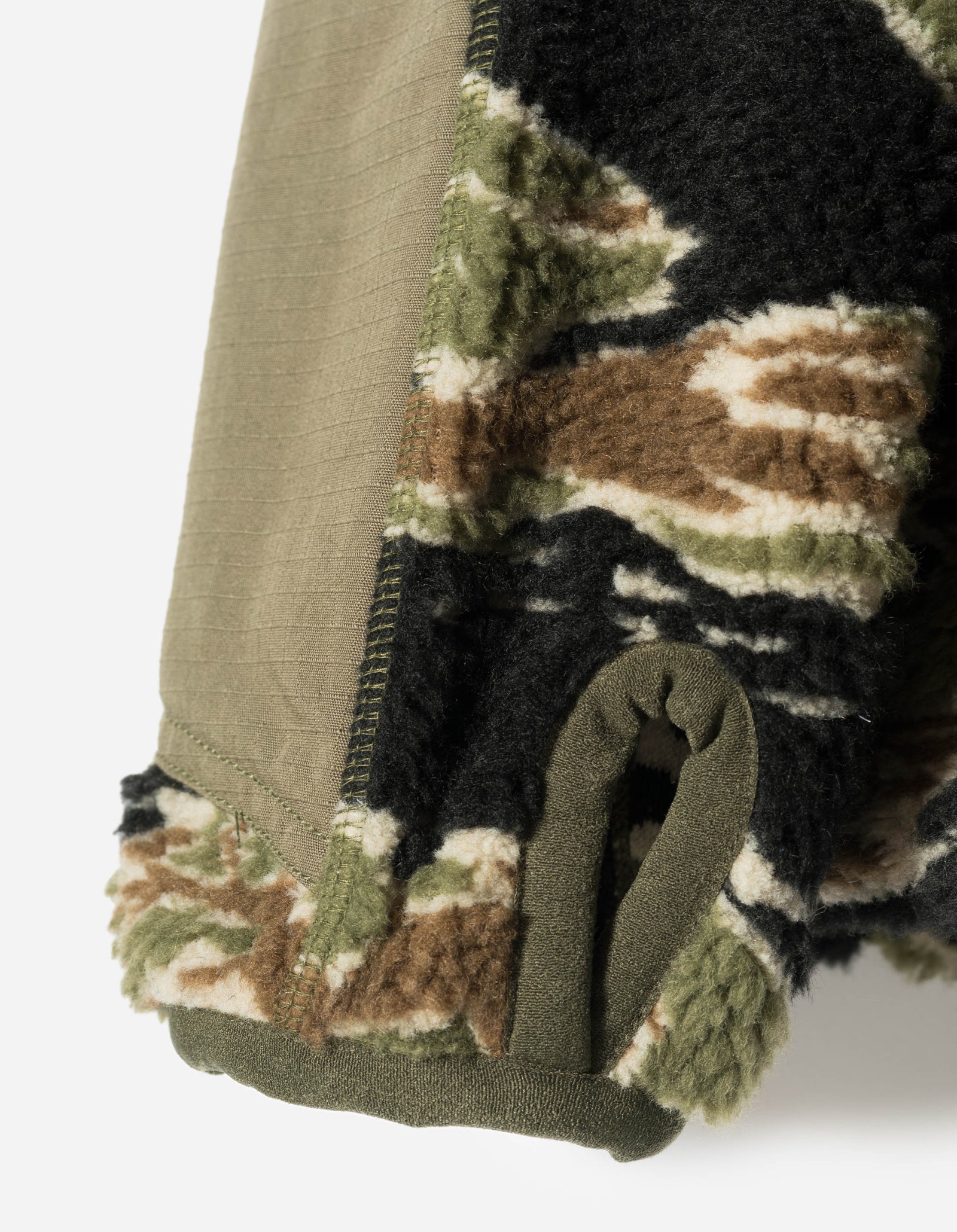 7275 Camo Asym Sherpa Fleece Jacket Mint Gold