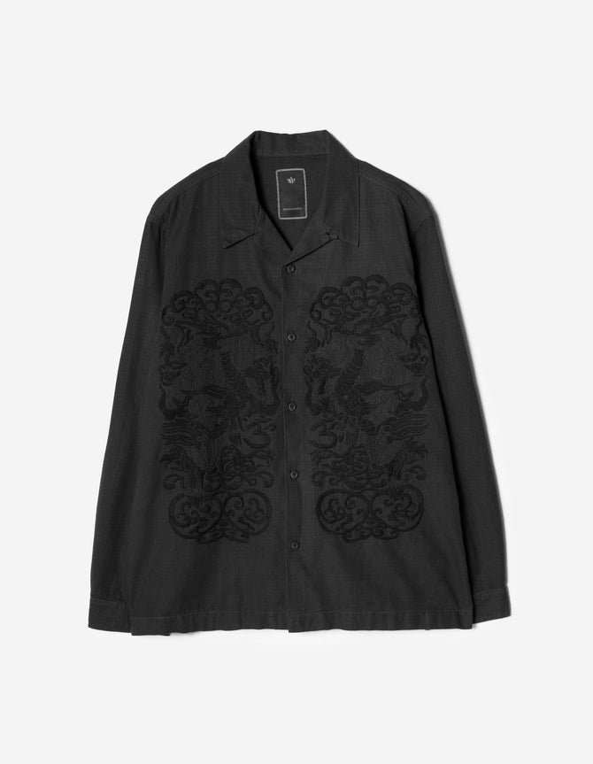 7236 Papel Picado Camp Collar Shirt Black