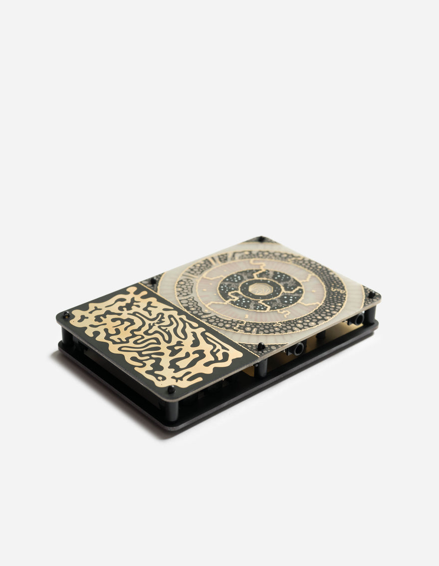 Decorative object with intricate patterns on a white background