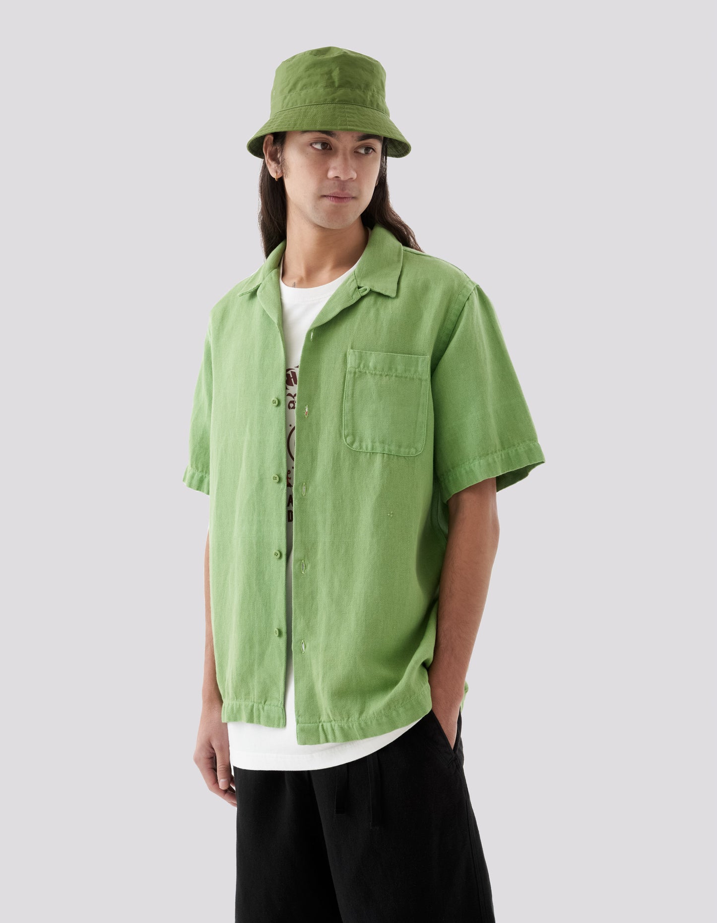 5005 Hemp Camp Collar Shirt Bamboo Green