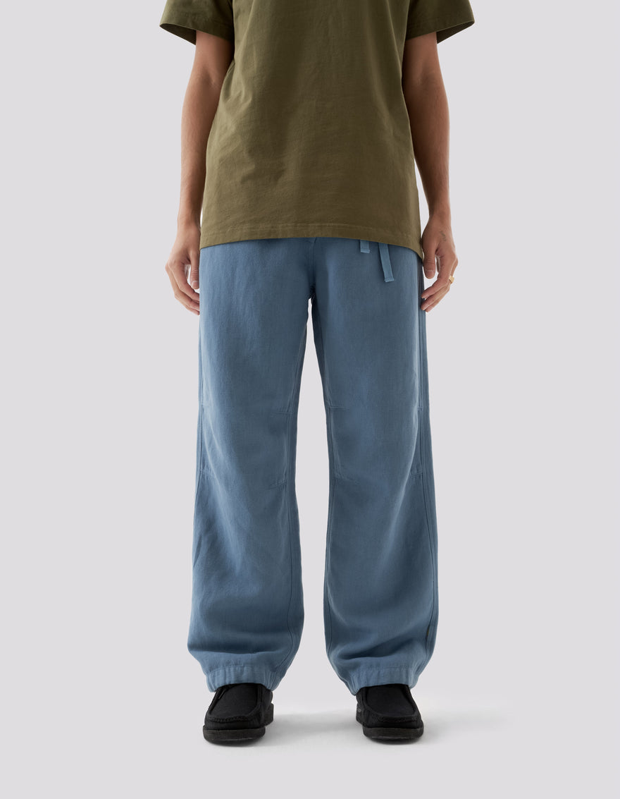 5006 Hemp Asym Loose Track Pants Subdued Blue