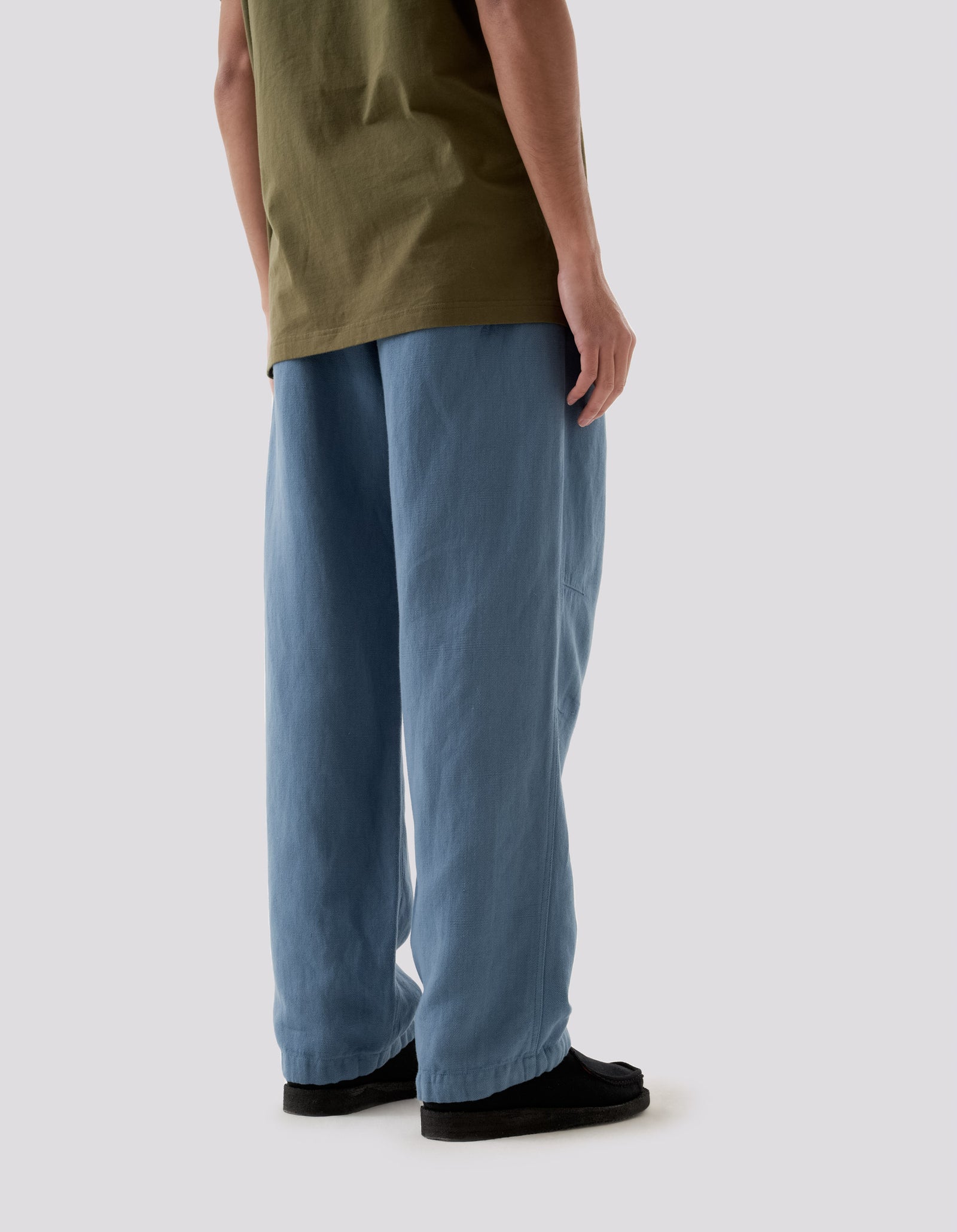 5006 Hemp Asym Loose Track Pants Subdued Blue
