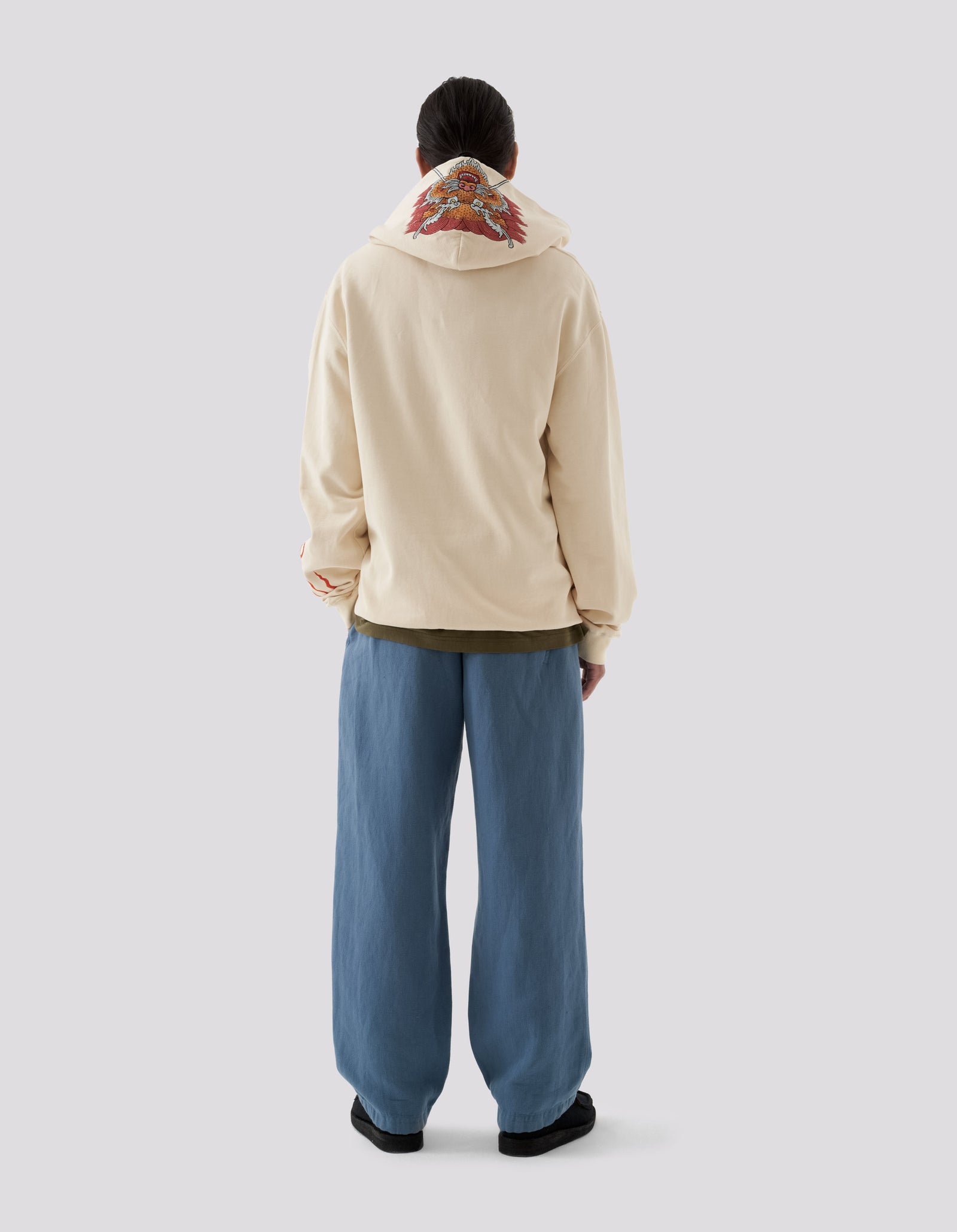 5006 Hemp Asym Loose Track Pants Subdued Blue
