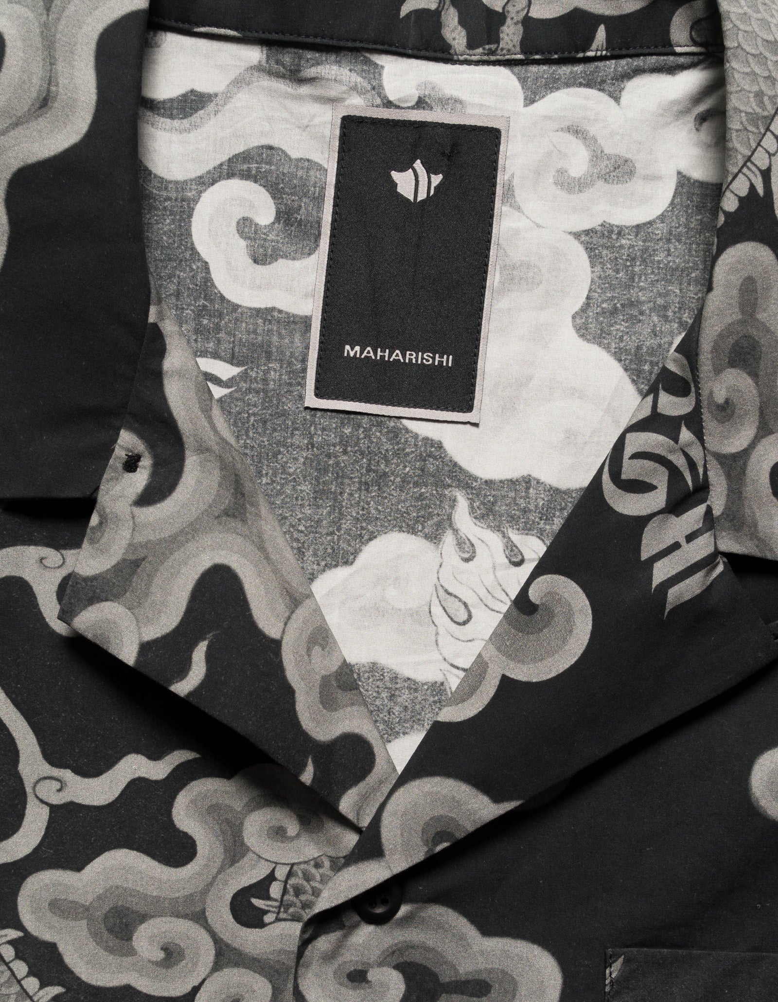 1282 Cloud Dragon Camp Collar Shirt Black