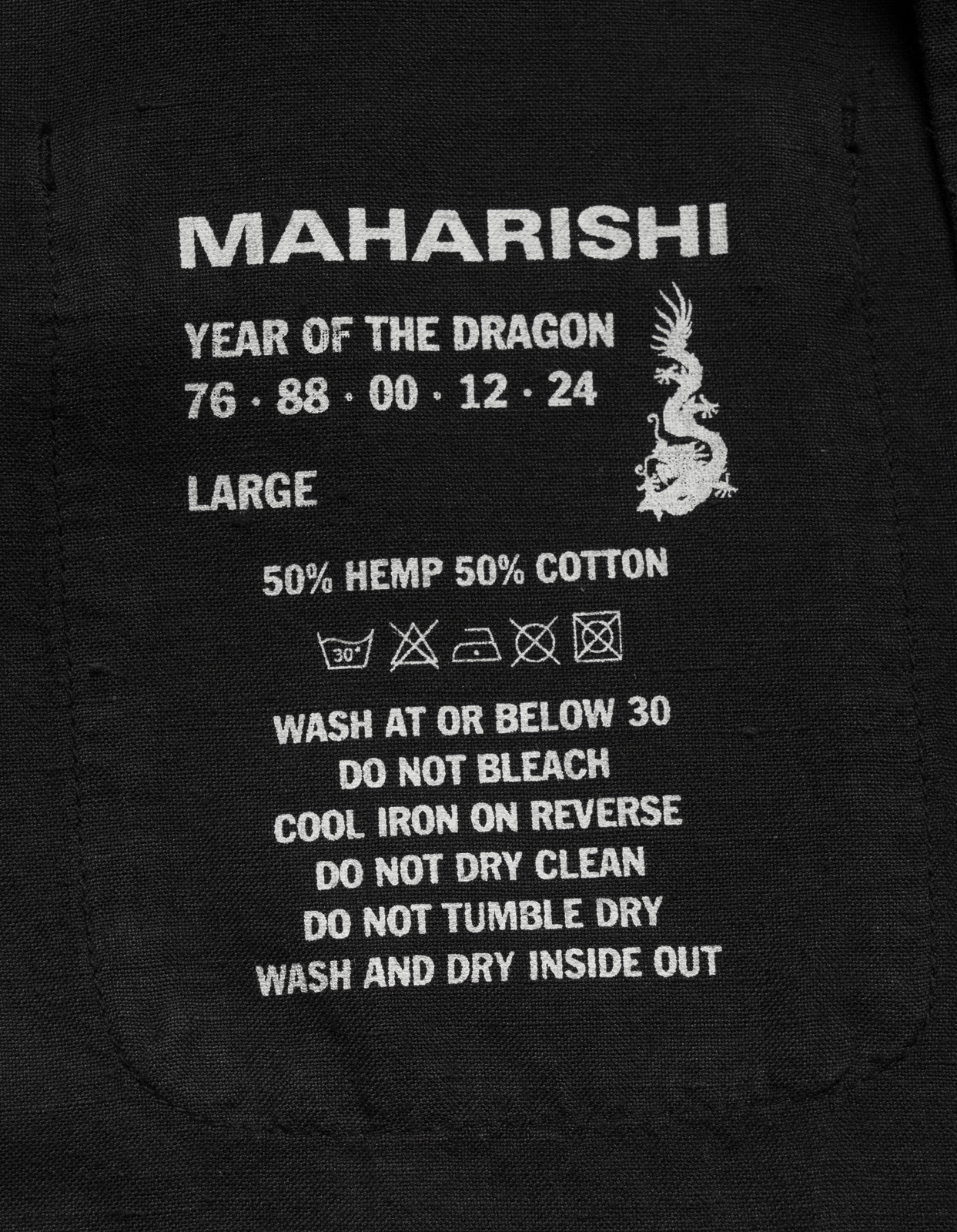 5078 Dragon Bamboo Hemp Shirt Black