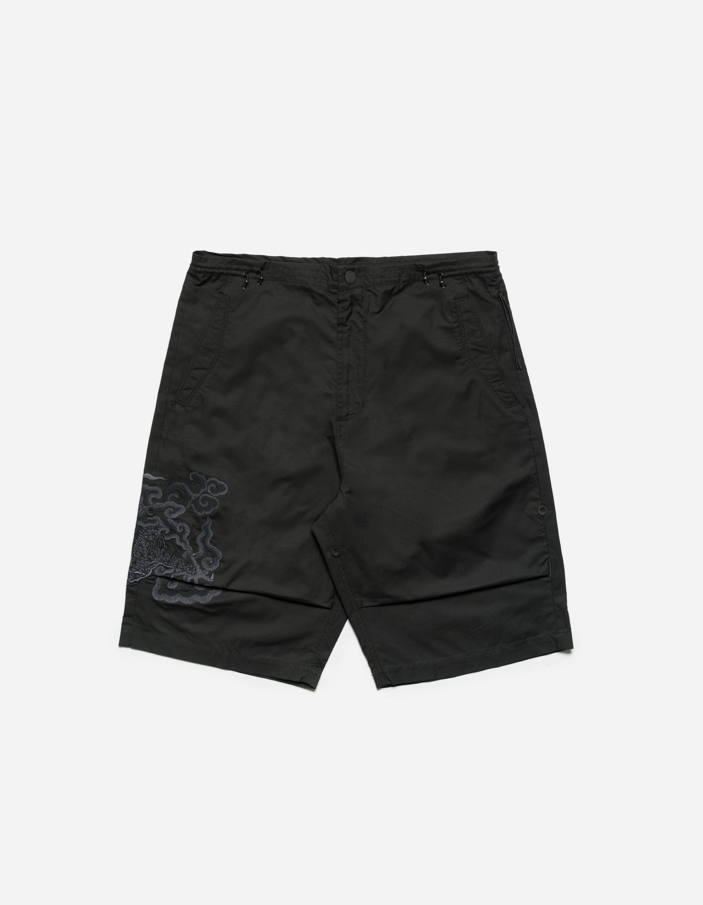 5128 Cloud Dragon Embroidered Snoshorts Black