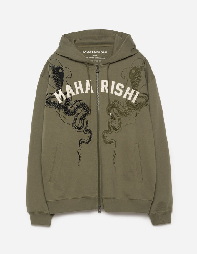 6011 Cobra Zipped Hooded Sweat Olive OG-107F