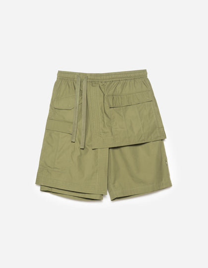 6056 Asym Hakama Shorts Olive OG-107F