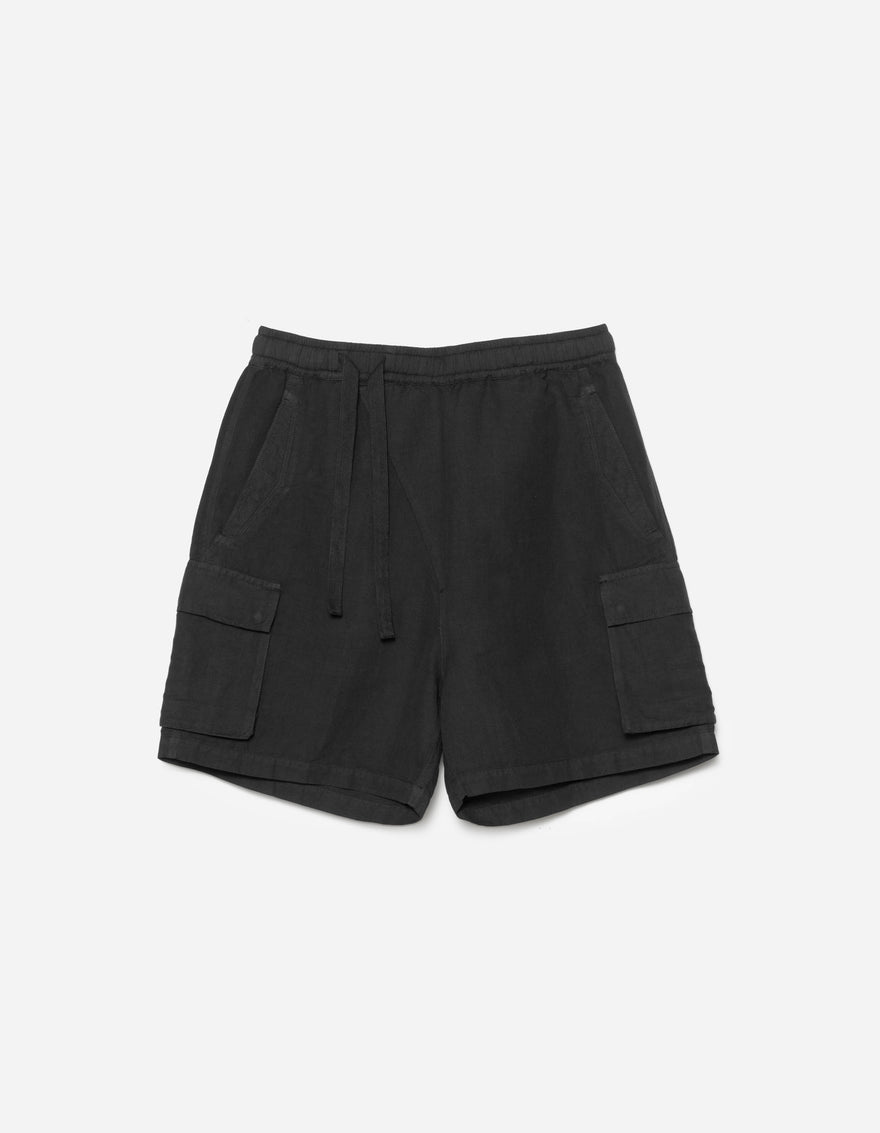 6082 Hemp Cargo Asym Track Shorts Black