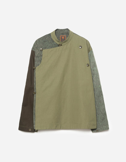 6084 Upcycled Monk Shirt Olive