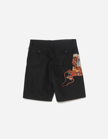 6094 Tiger Dragon Loose Snoshorts Black
