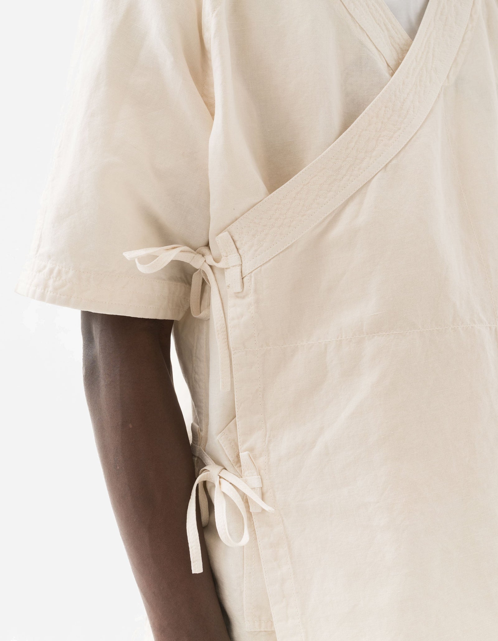 6079 Asym Monk Hemp Shirt Ecru