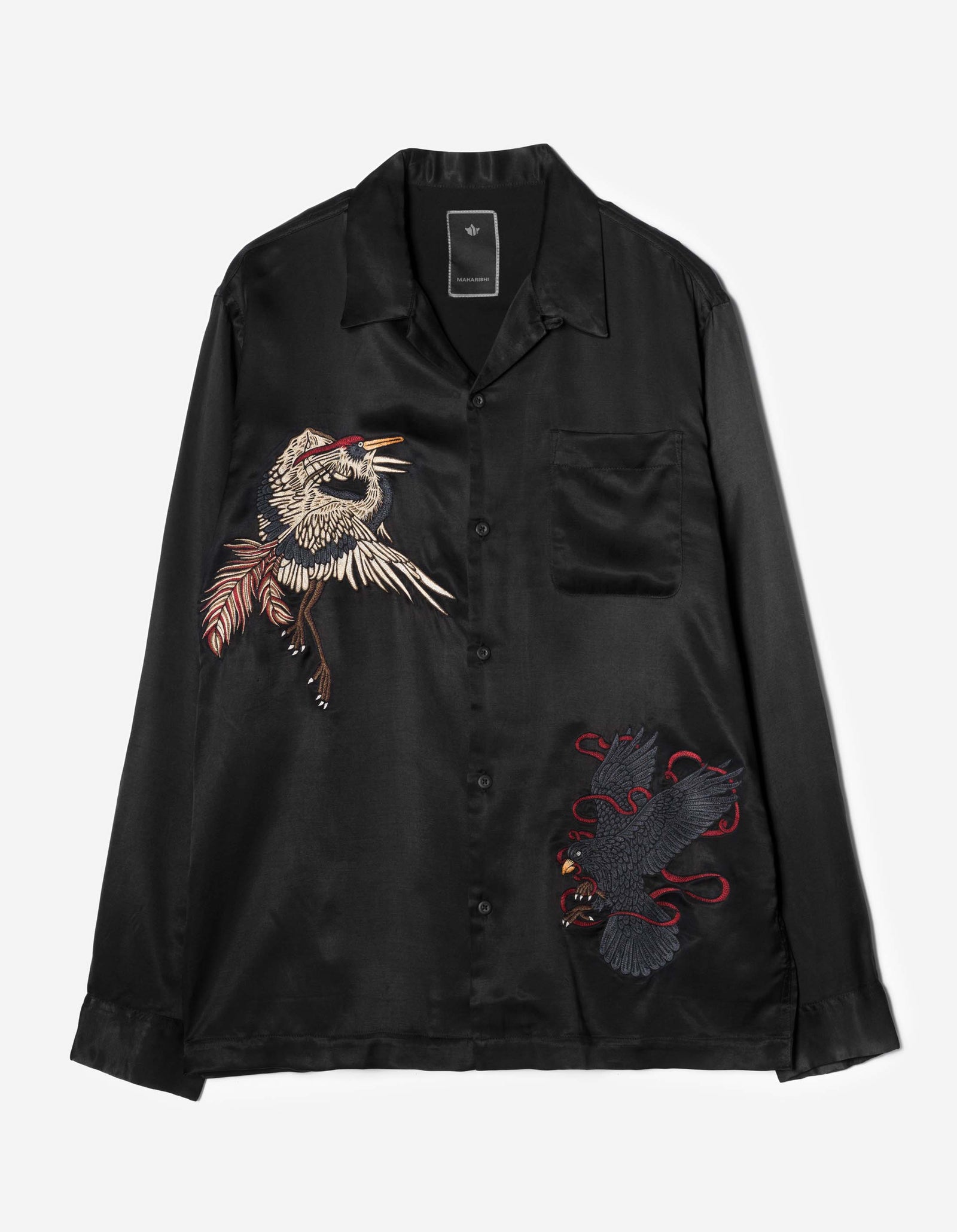 1494 Crow & Heron Camp Collar Shirt Black