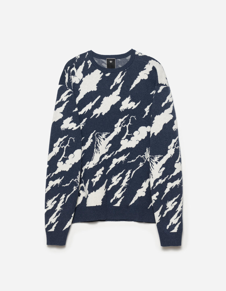 1485 Knitted Camo Crew Sweat Indigo