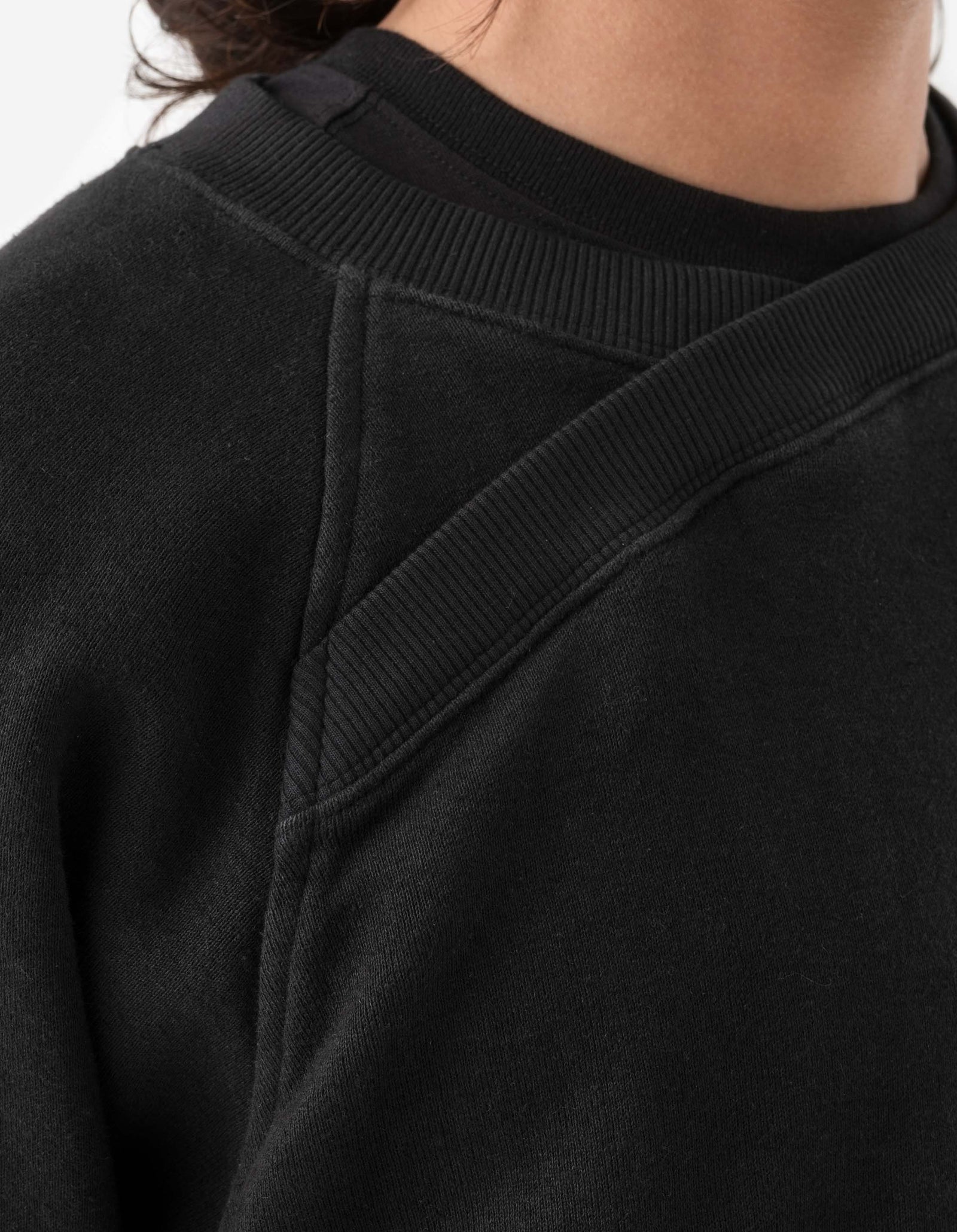 6002 Asym Monk Organic Crew Sweat Black