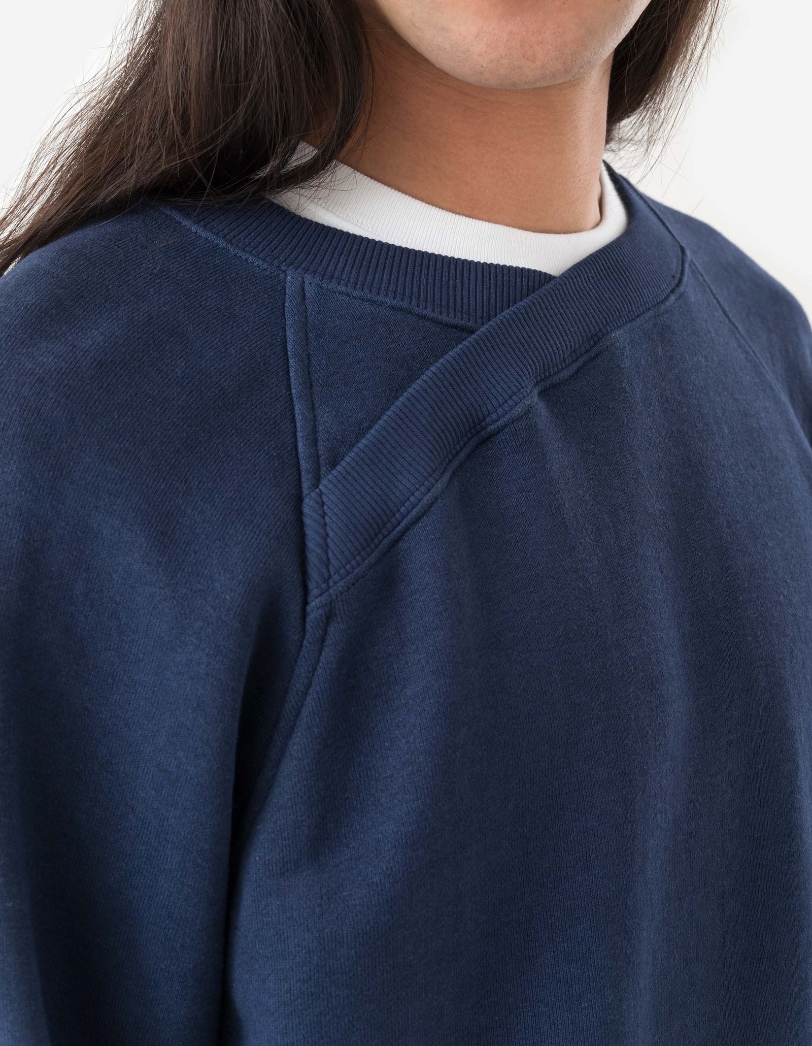 6002 Asym Monk Organic Crew Sweat Navy Blueprint