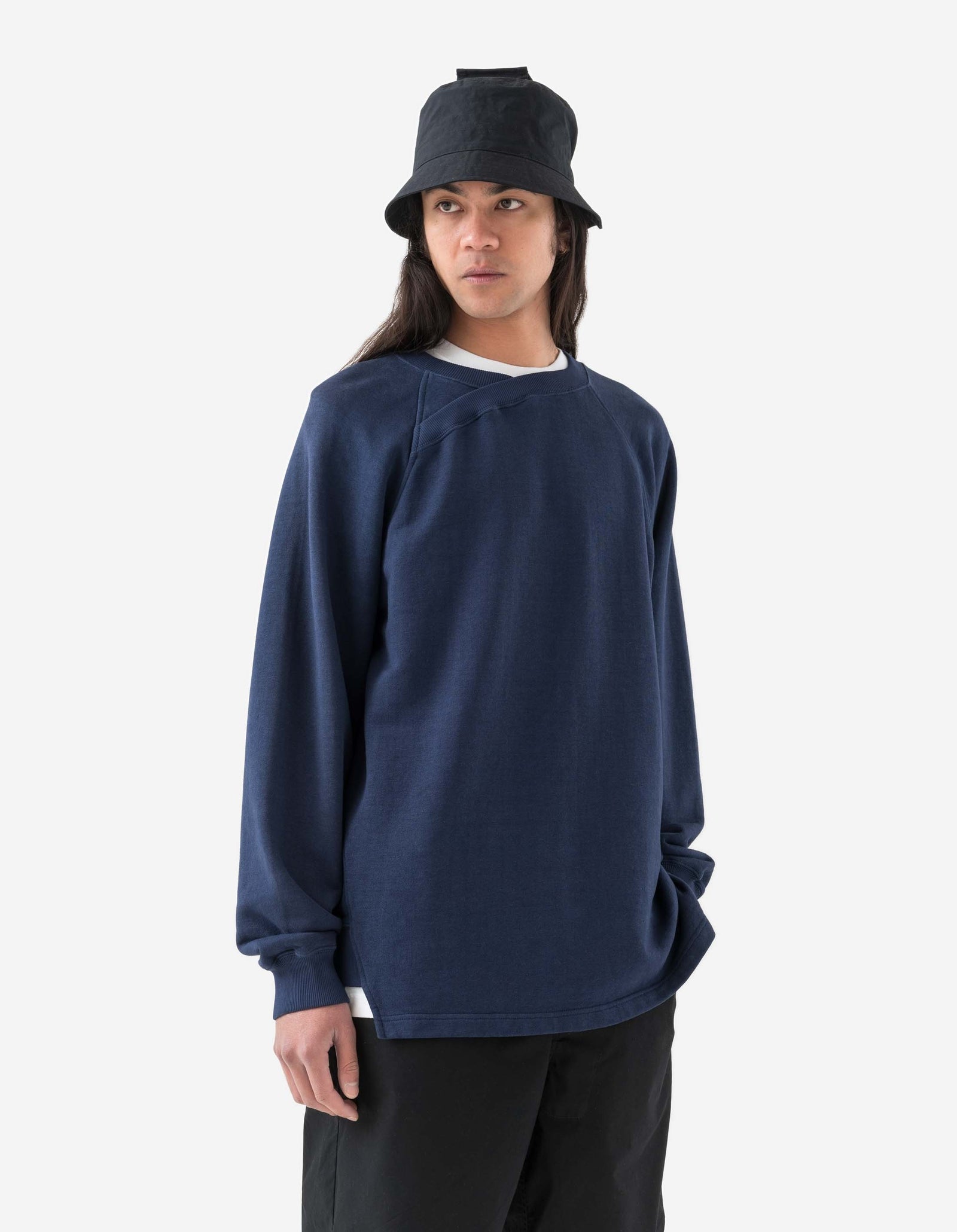6002 Asym Monk Organic Crew Sweat Navy Blueprint