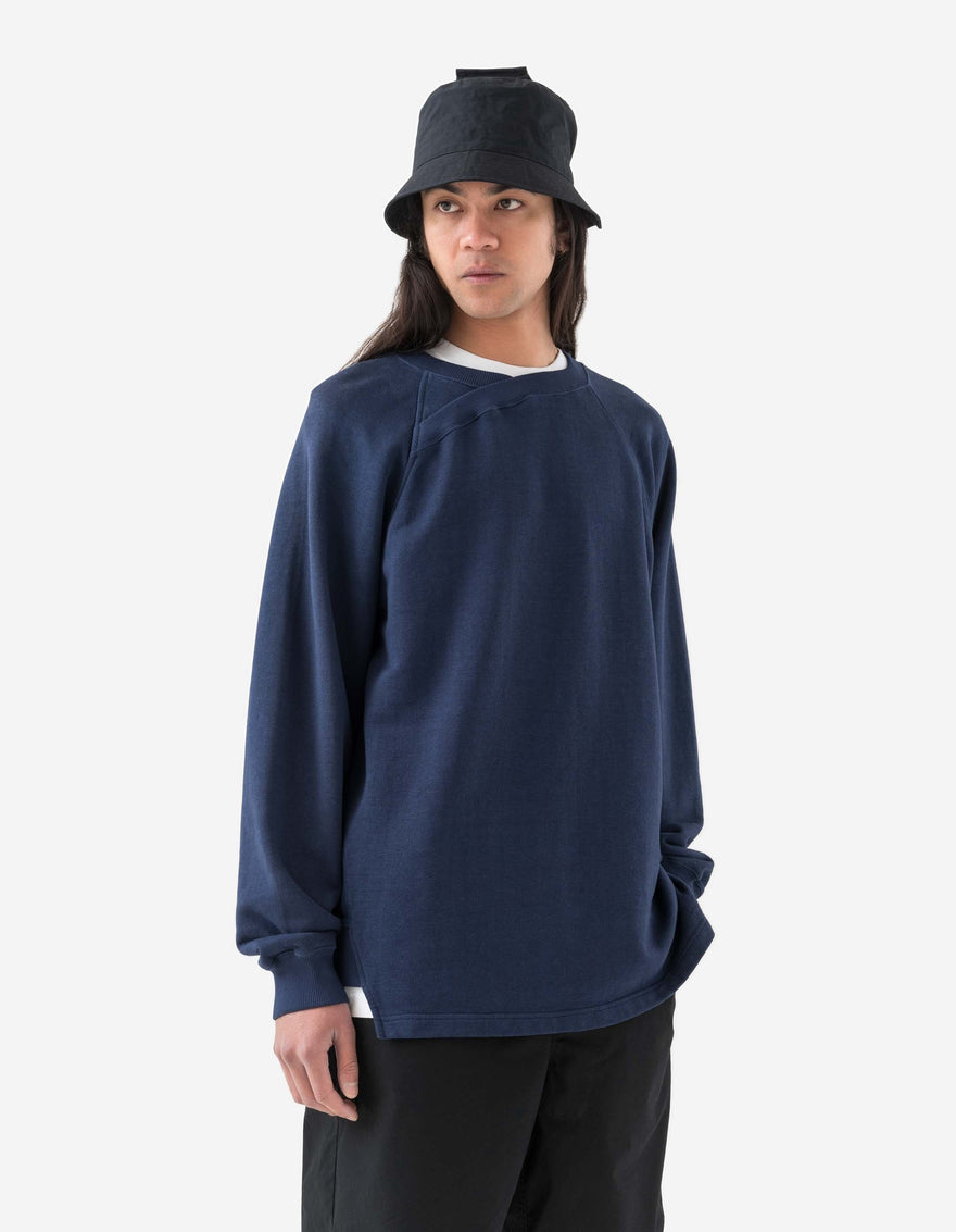 6002 Asym Monk Organic Crew Sweat Navy Blueprint