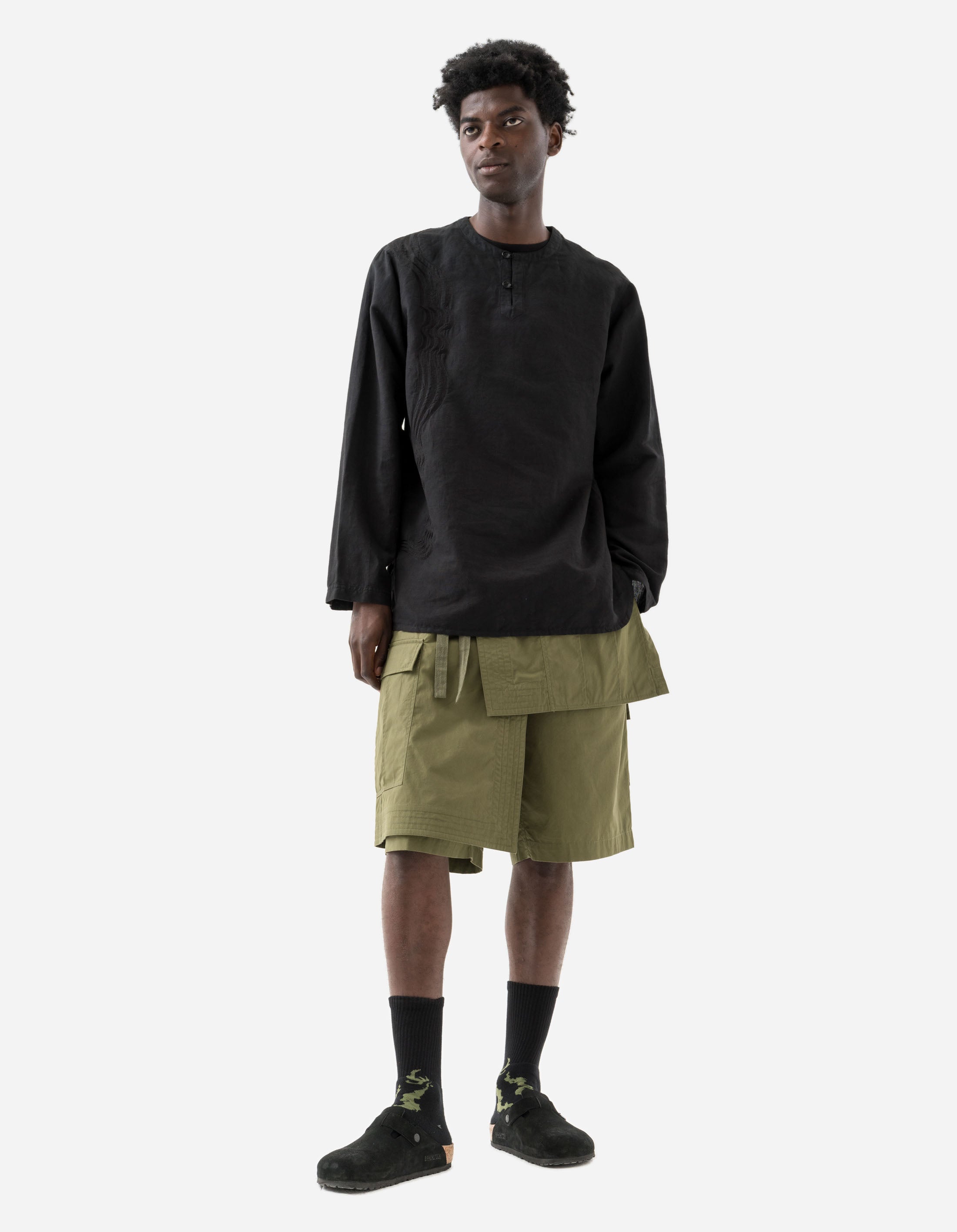 6056 Asym Hakama Shorts Olive OG-107F – Maharishi
