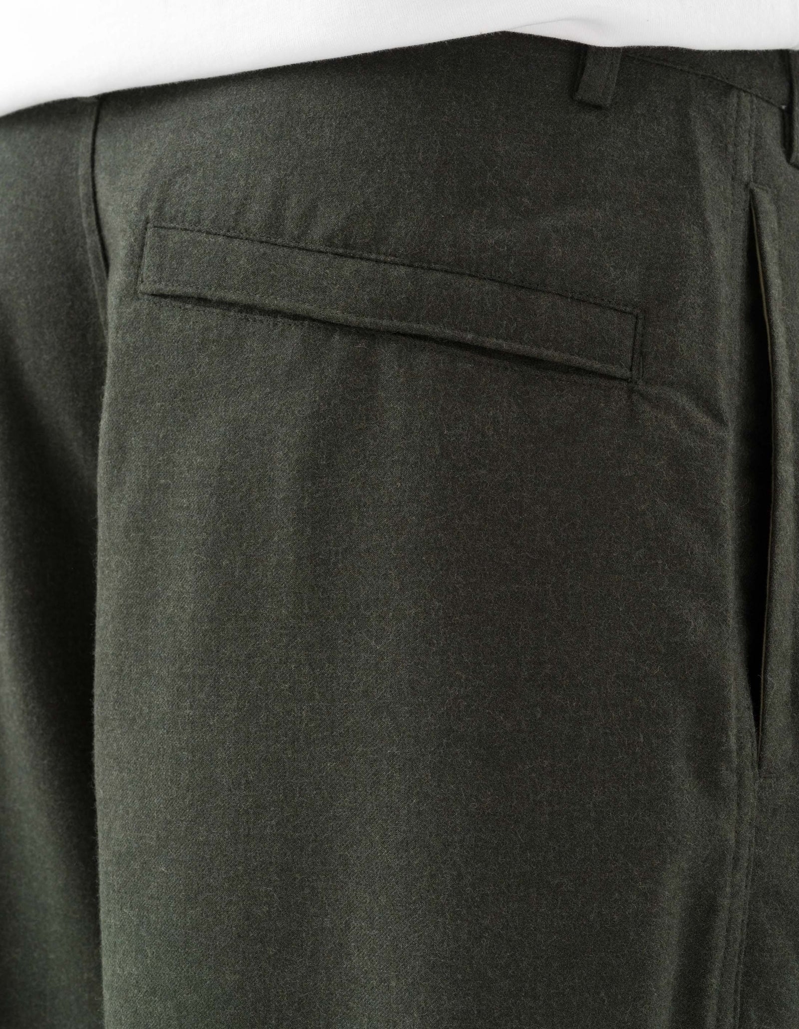 6058 Asymmetrical Wool Pleated Pants Dark Olive