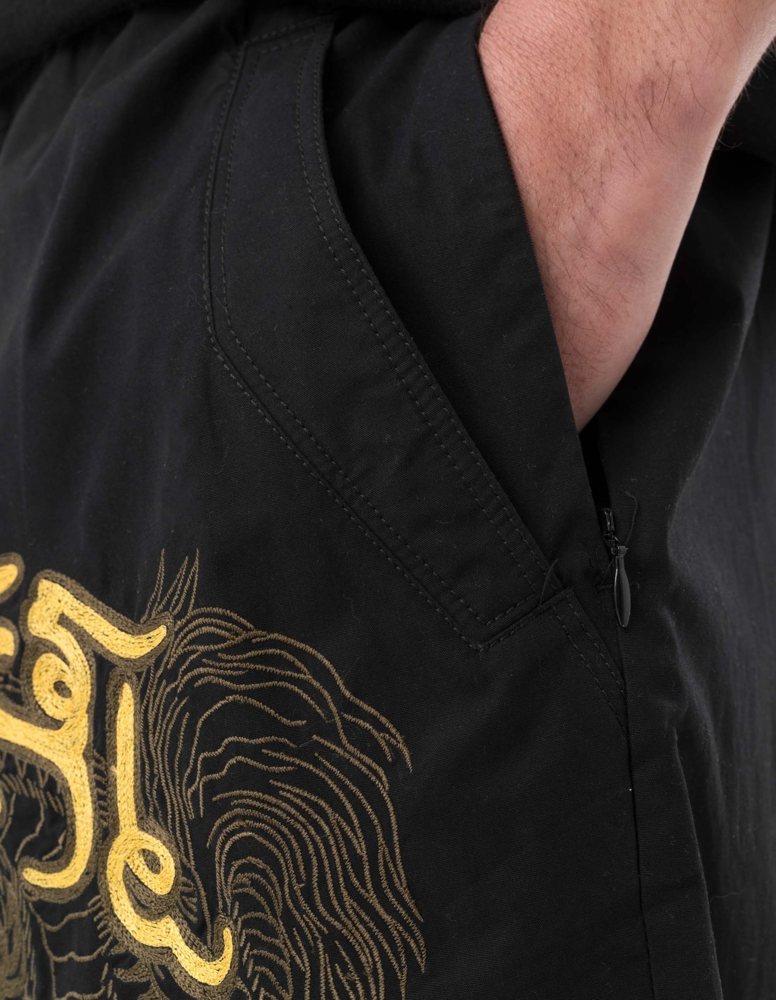 6093 Muay Thai Tiger Dragon Trackshorts Black