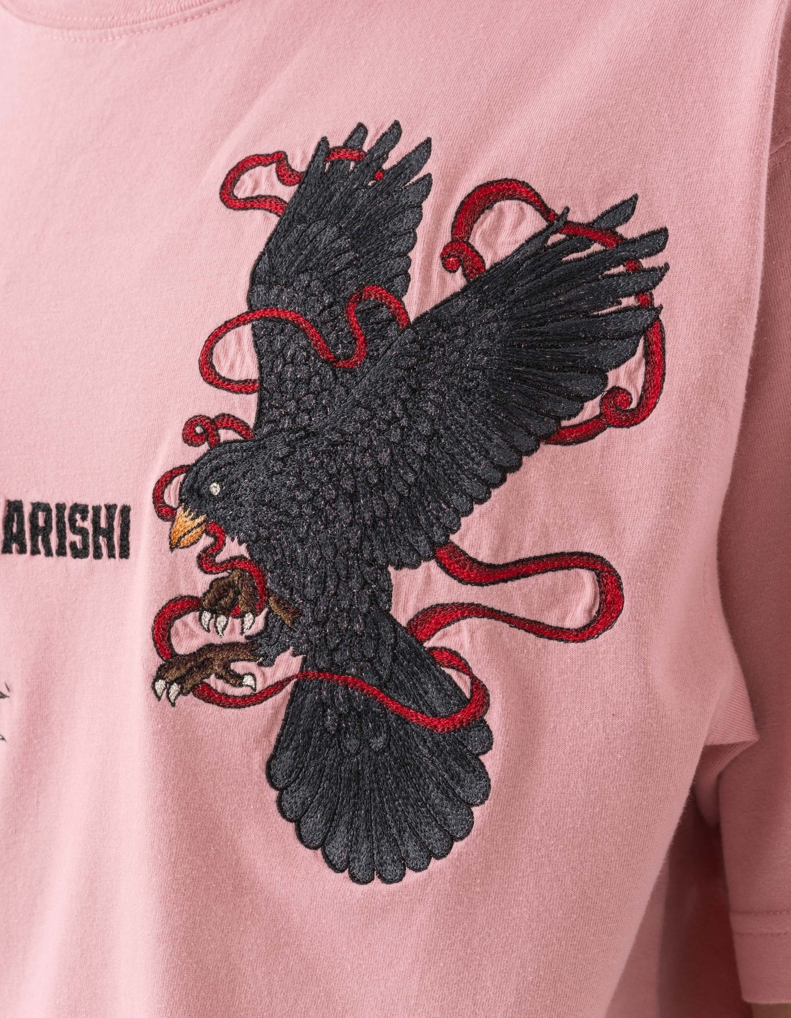 6104 Black Crow White Heron T-Shirt Pink
