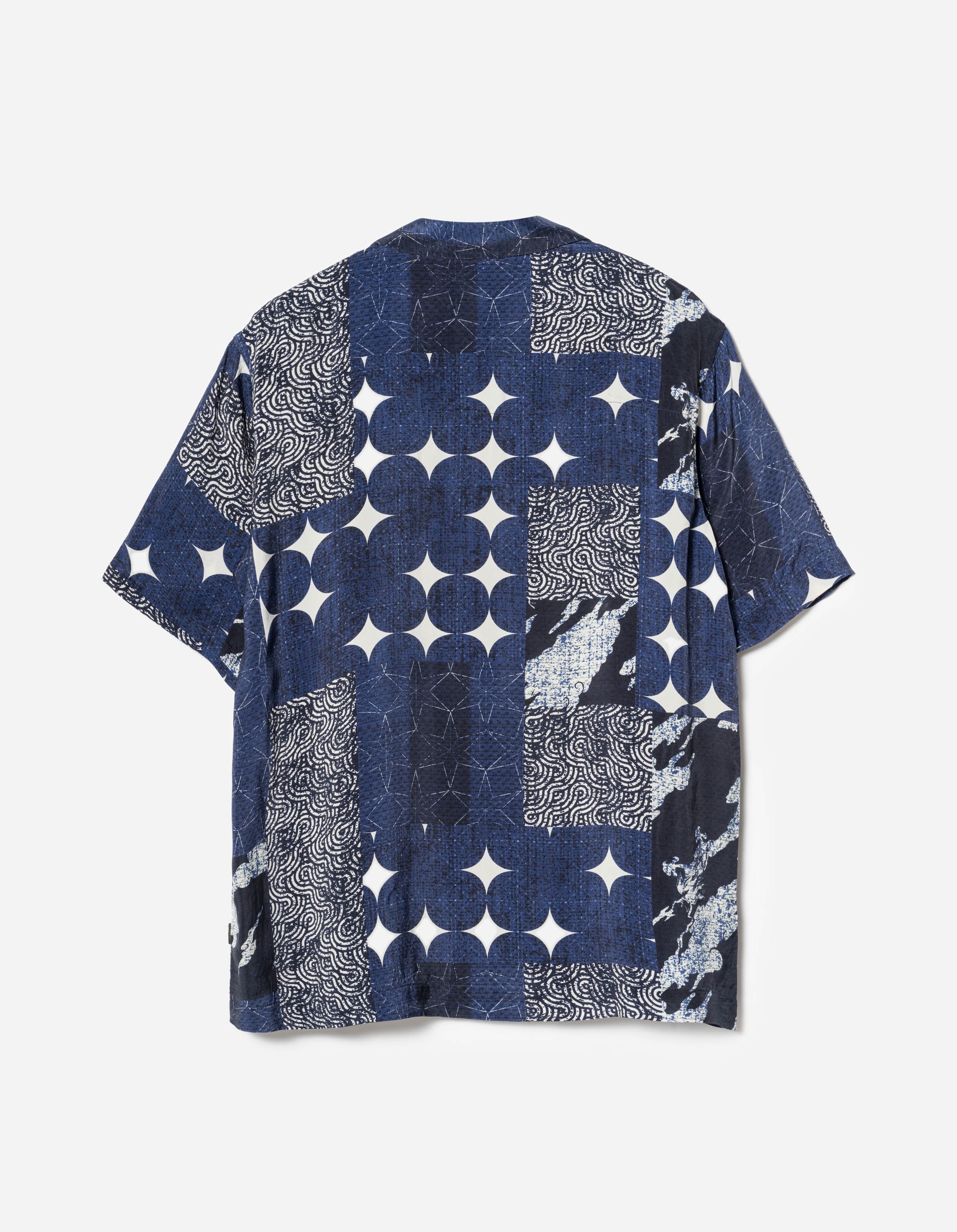 1529 Sashiko Patchwork Summer Shirt Navy/Ecru – Maharishi