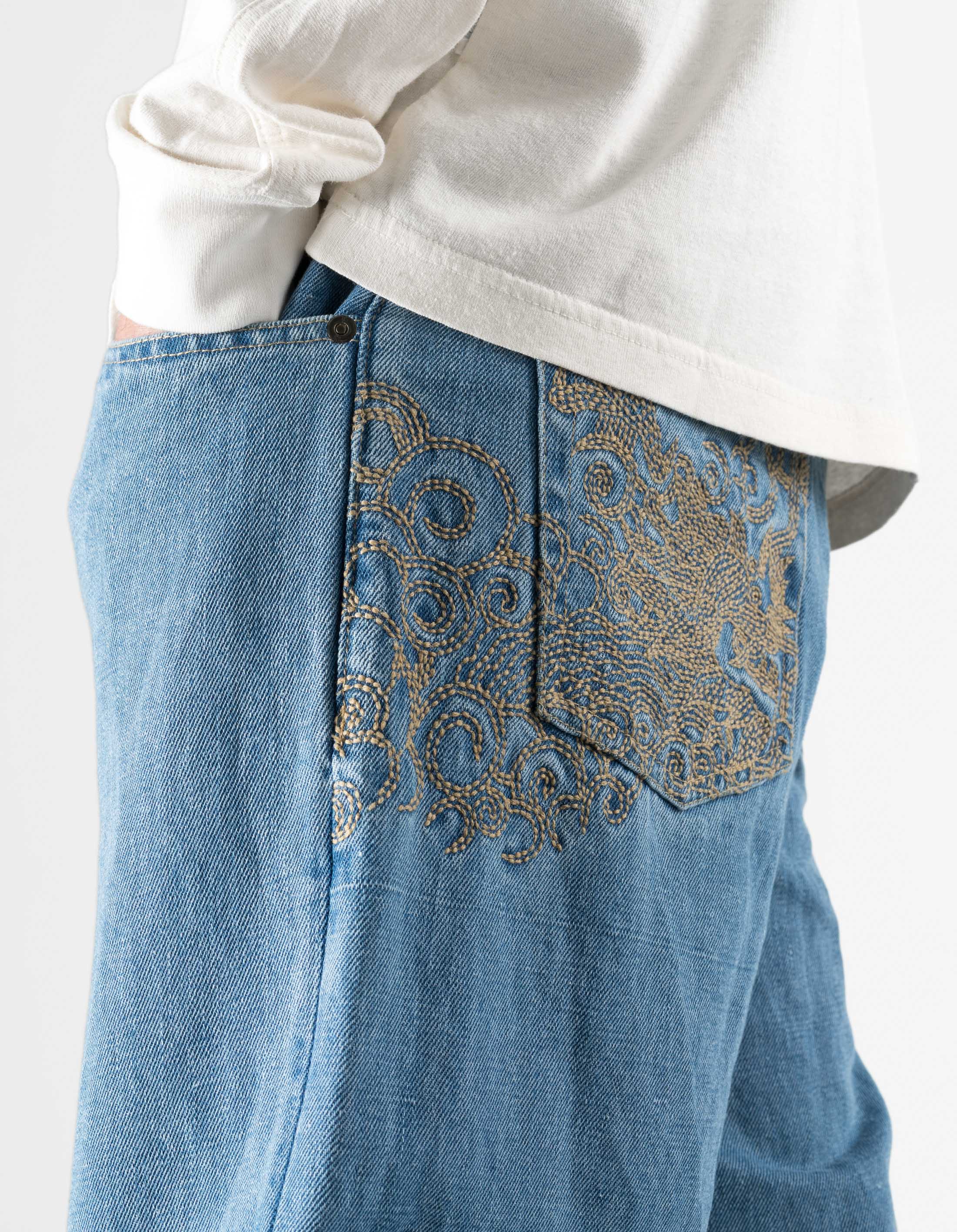 7383 Rising Dragon Hemp Jeans Washed Indigo – Maharishi