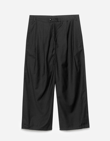 7312 Maha Asym Linen Pleated Pants Black
