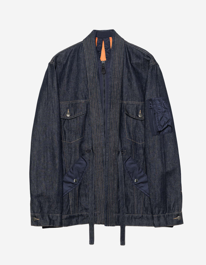7314 L2-B Hemp Denim Trucker Kimono Indigo