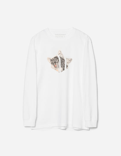 7358 Panther Temple L/S T-Shirt White