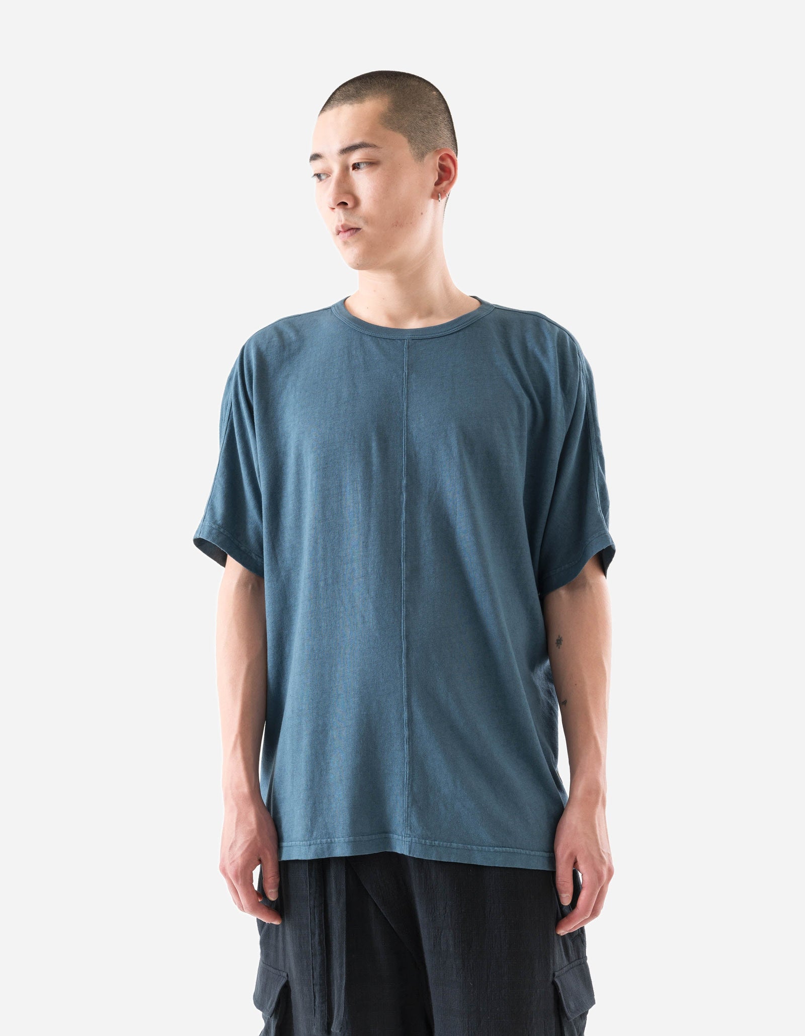 5234 Hemp Cross Loose S/S T-Shirt Airforce Blue