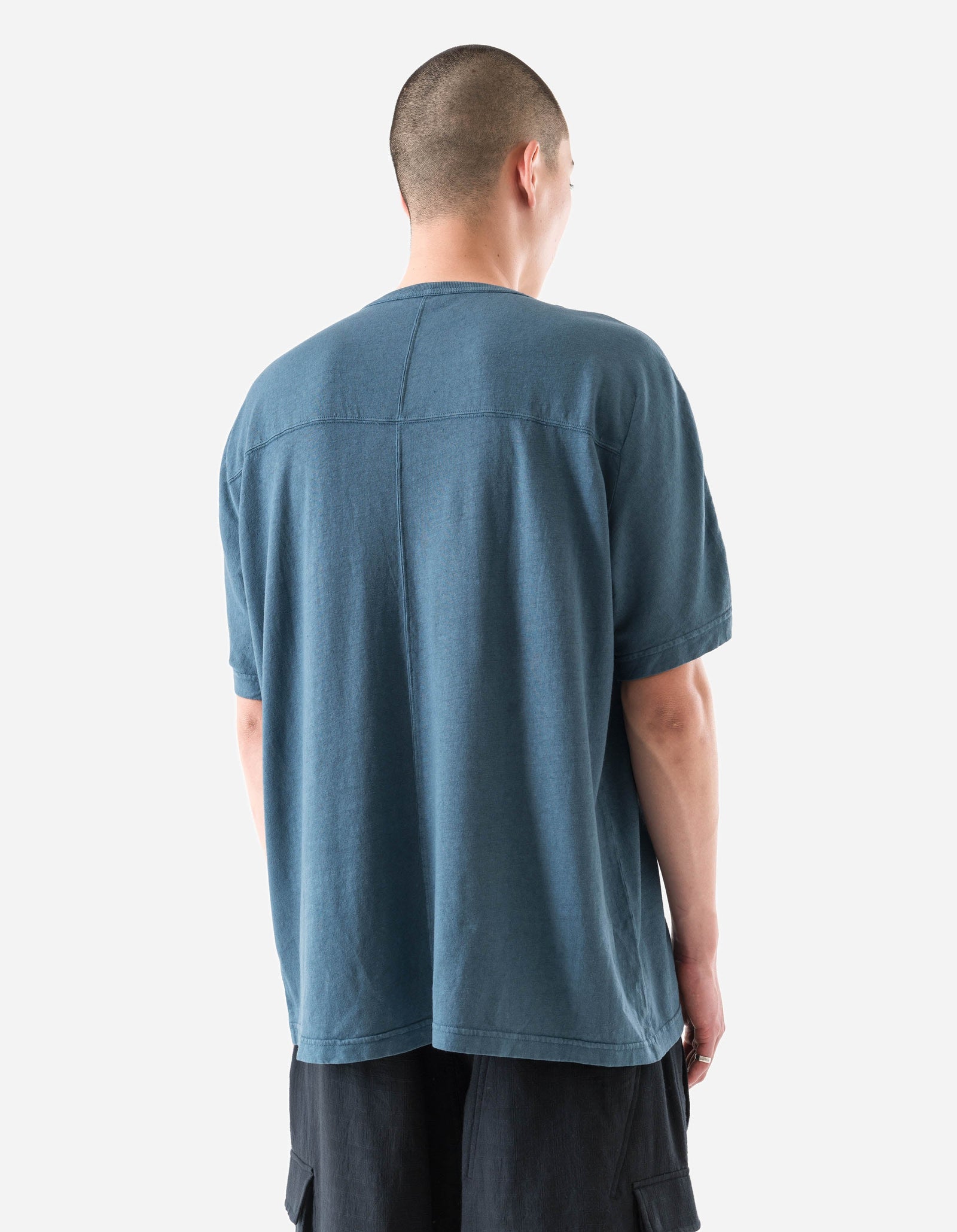 5234 Hemp Cross Loose S/S T-Shirt Airforce Blue