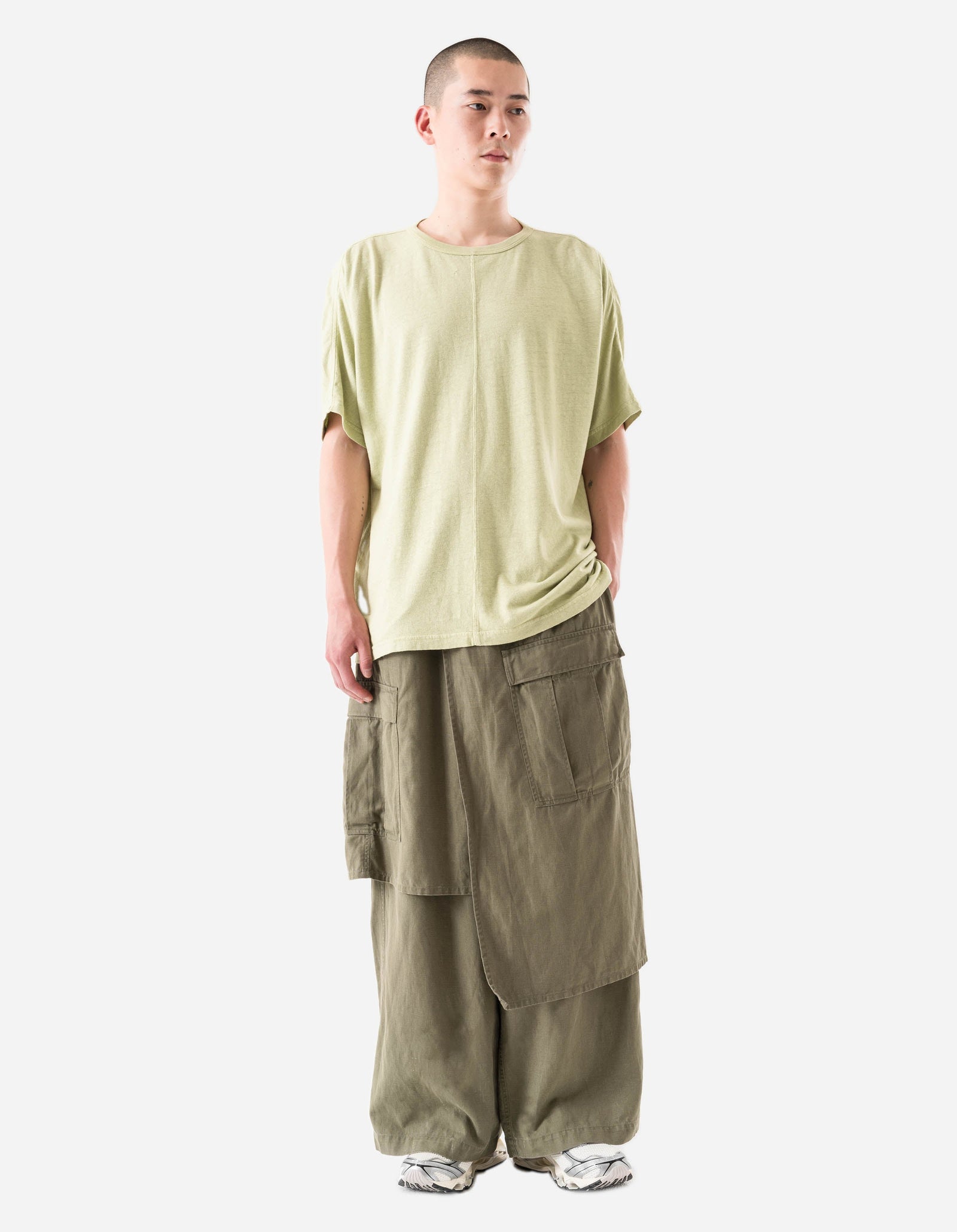 5234 Hemp Cross Loose S/S T-Shirt Moss Green