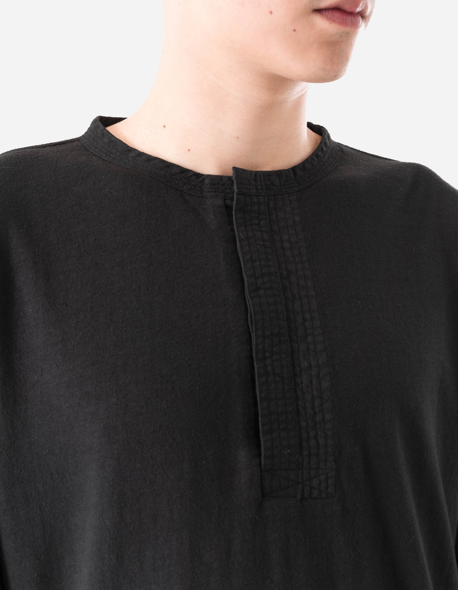 7208 Cotton Hemp Henley L/S T-Shirt Black