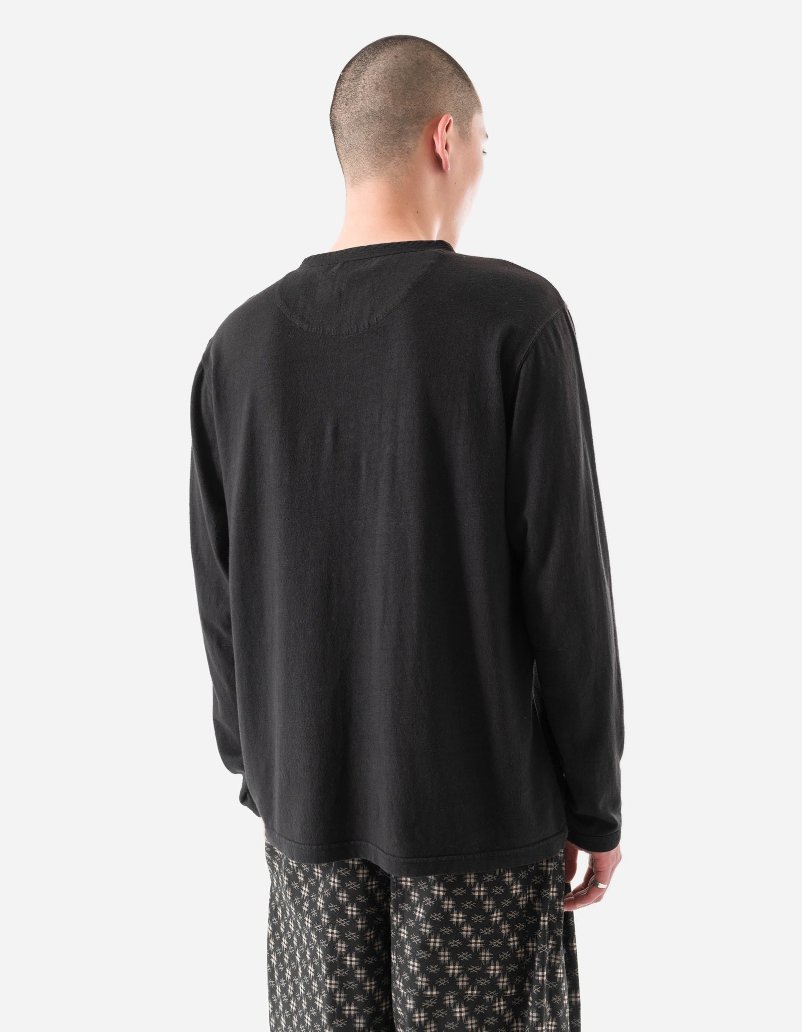 7208 Cotton Hemp Henley L/S T-Shirt Black